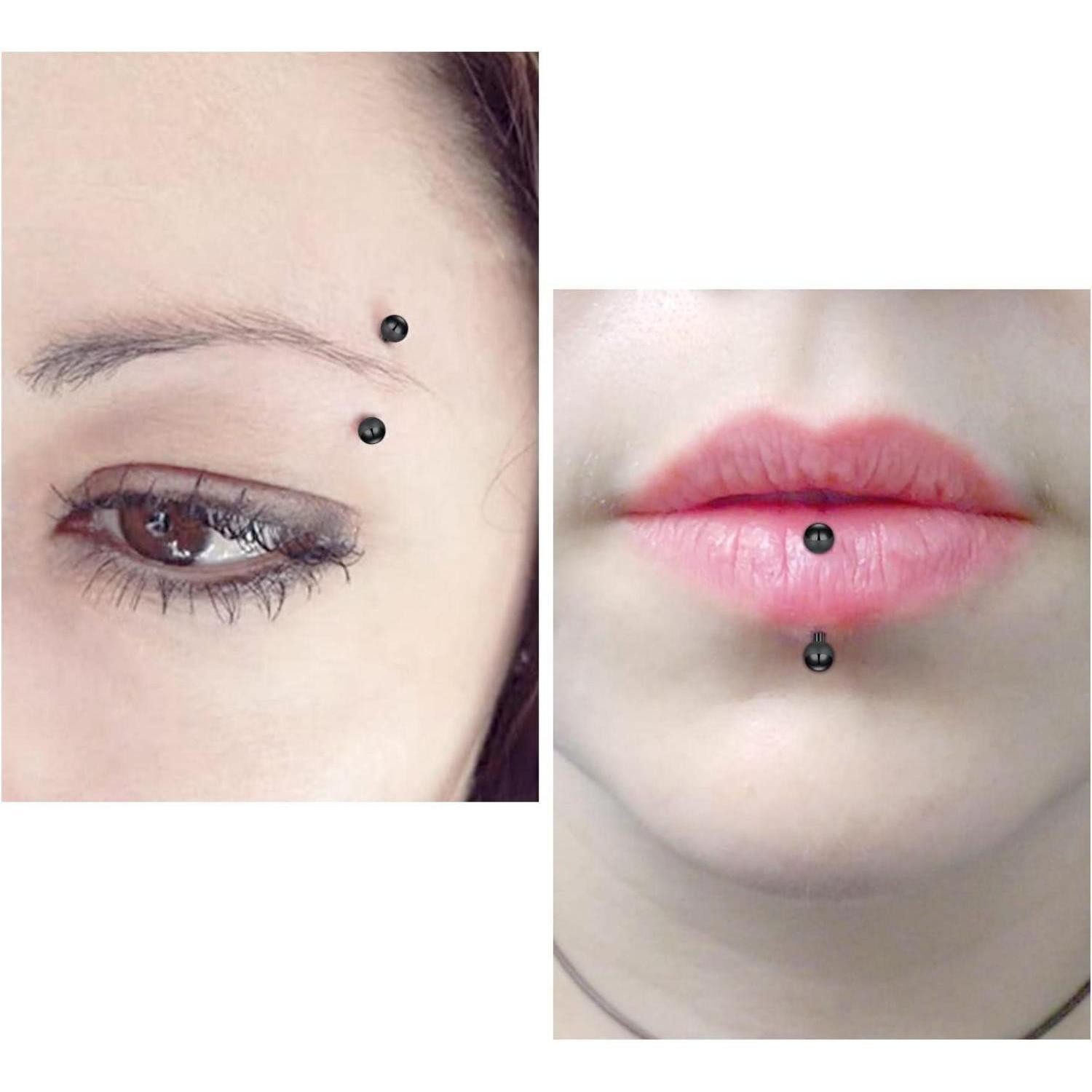 Rajnard Augenbrauenpiercing-Set Augenbrauenpiercing Set Rook Piercing Ohrringe 16G 8mm Edelstahl