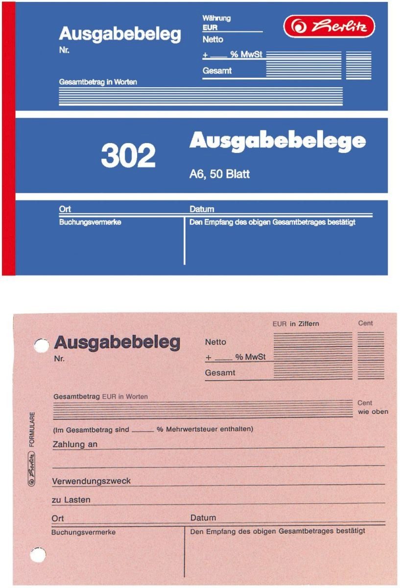 Formularblock Formularbuch Ausgabebeleg A6 302 50 Blatt.