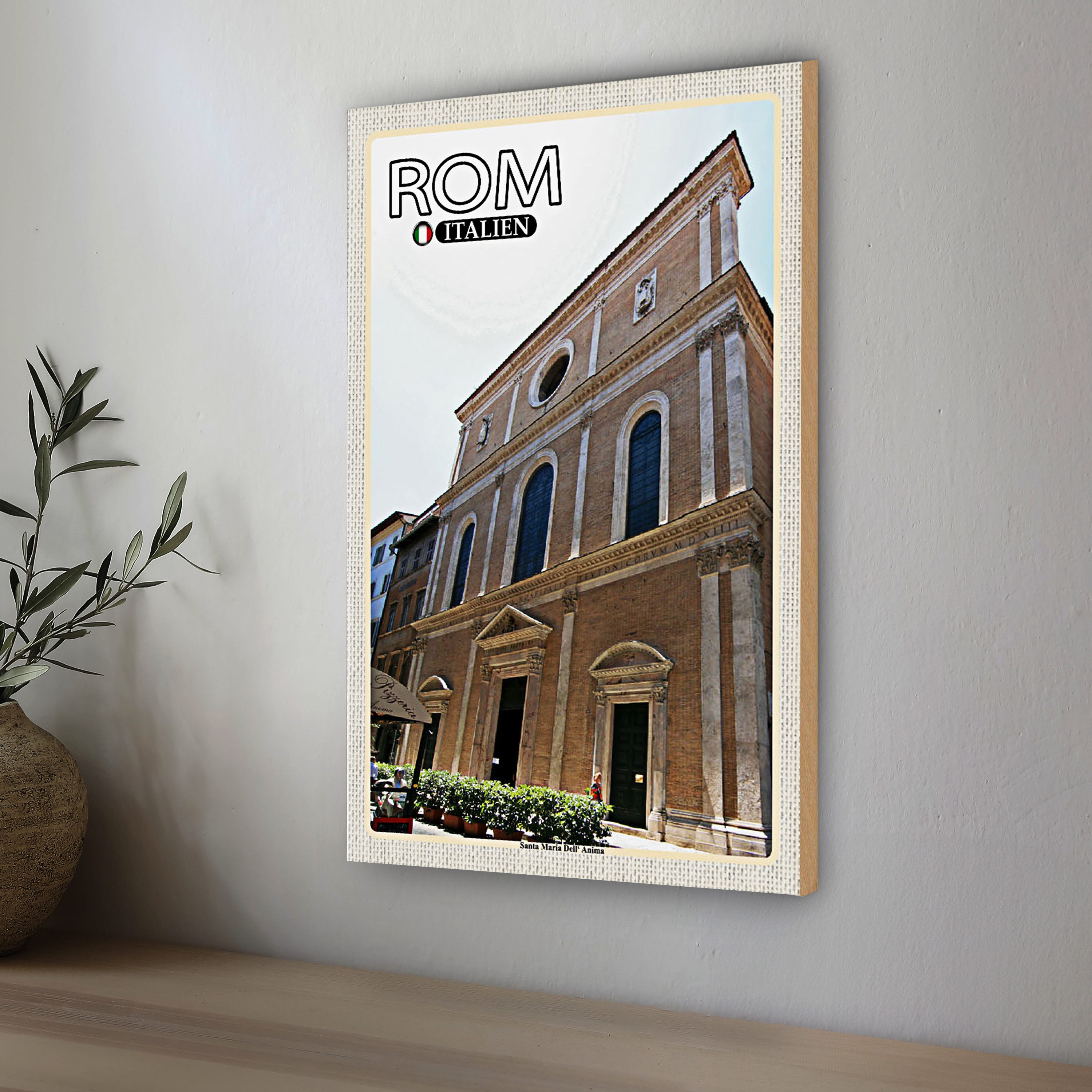 Roomando Holzbild Reise Rom Italien Santa Maria Dell Anima 30x40cm