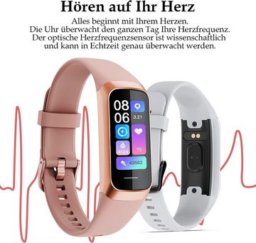 findtime Fur Damen Mit Fitness Tracker Smartwatch (1,1 Zoll, Android iOS), mit Whatsapp Funktion Puls Lauf Armband Tracker Schrittzähler