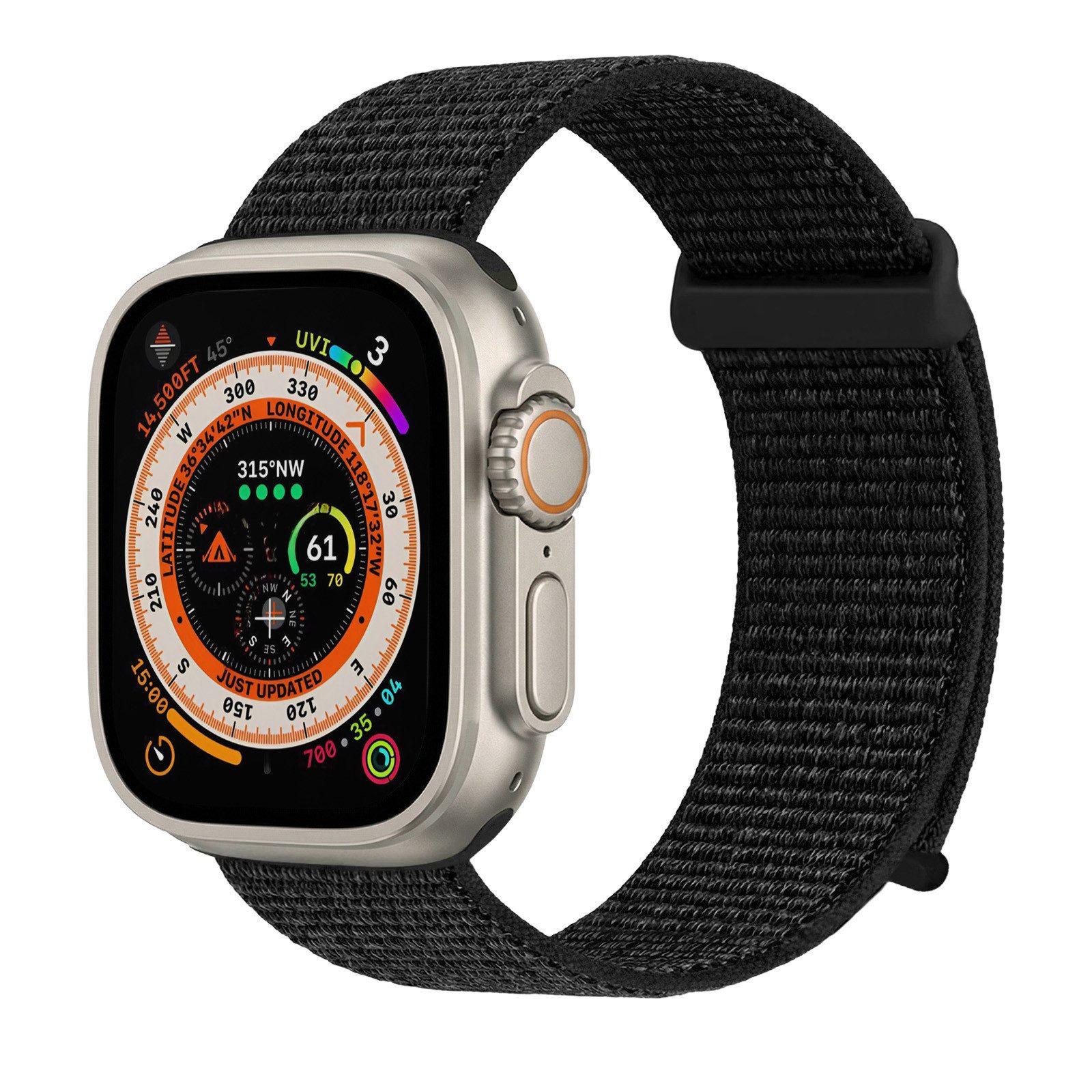 Tec-Expert Smartwatch-Armband für Apple Watch Ultra 3 49 mm Armband Ersatz Wechsel Band, Nylon Textil mit Klettverschluss, stufenlos Verstellbar, atmungsaktiv
