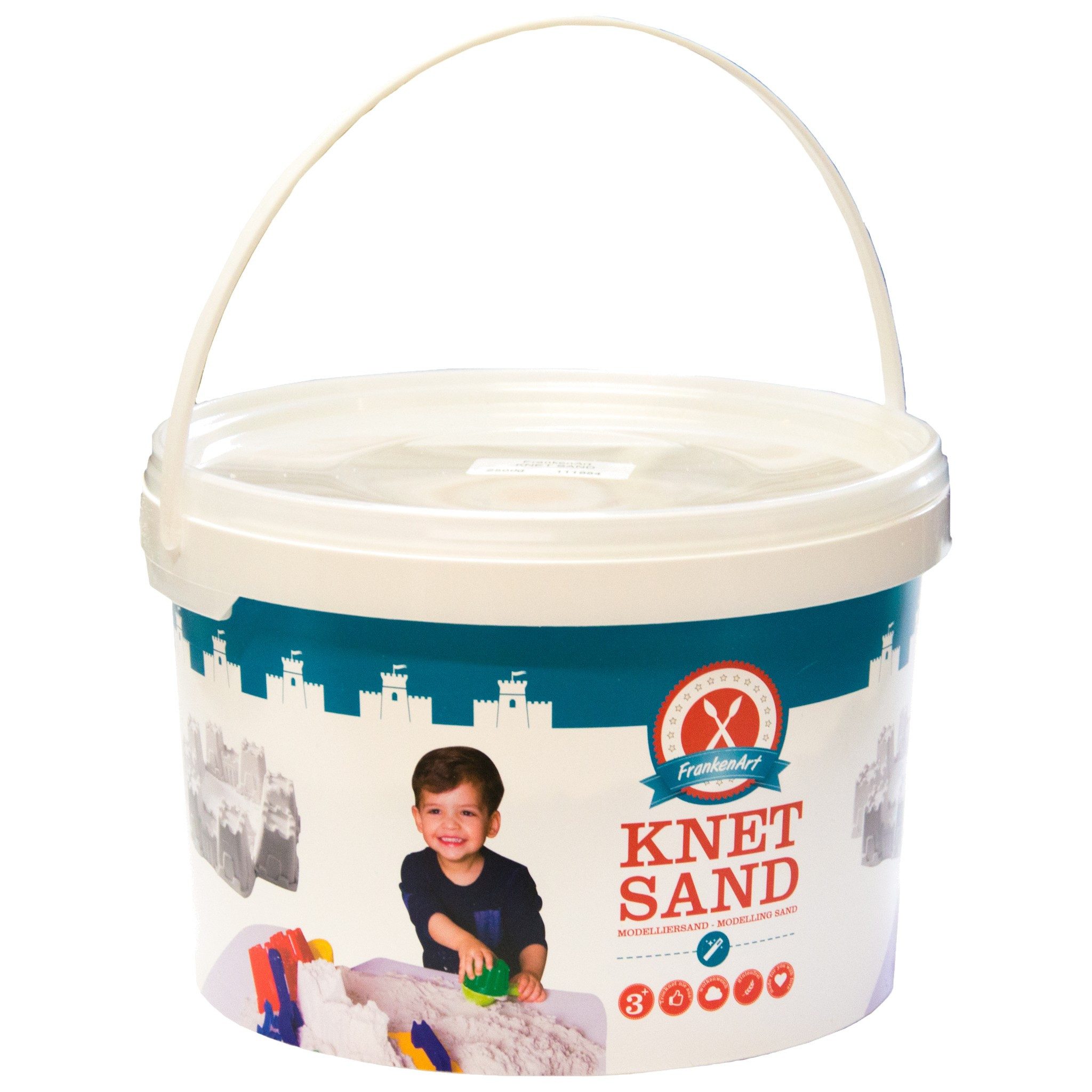 frankenart Knetsand 2,5 kg im Eimer, kinetischer Spielsand zum Modellieren, ab 3 Jahren (1-tlg), Im wiederverschließbaren Eimer, gut verschlossen trocknet er nicht aus