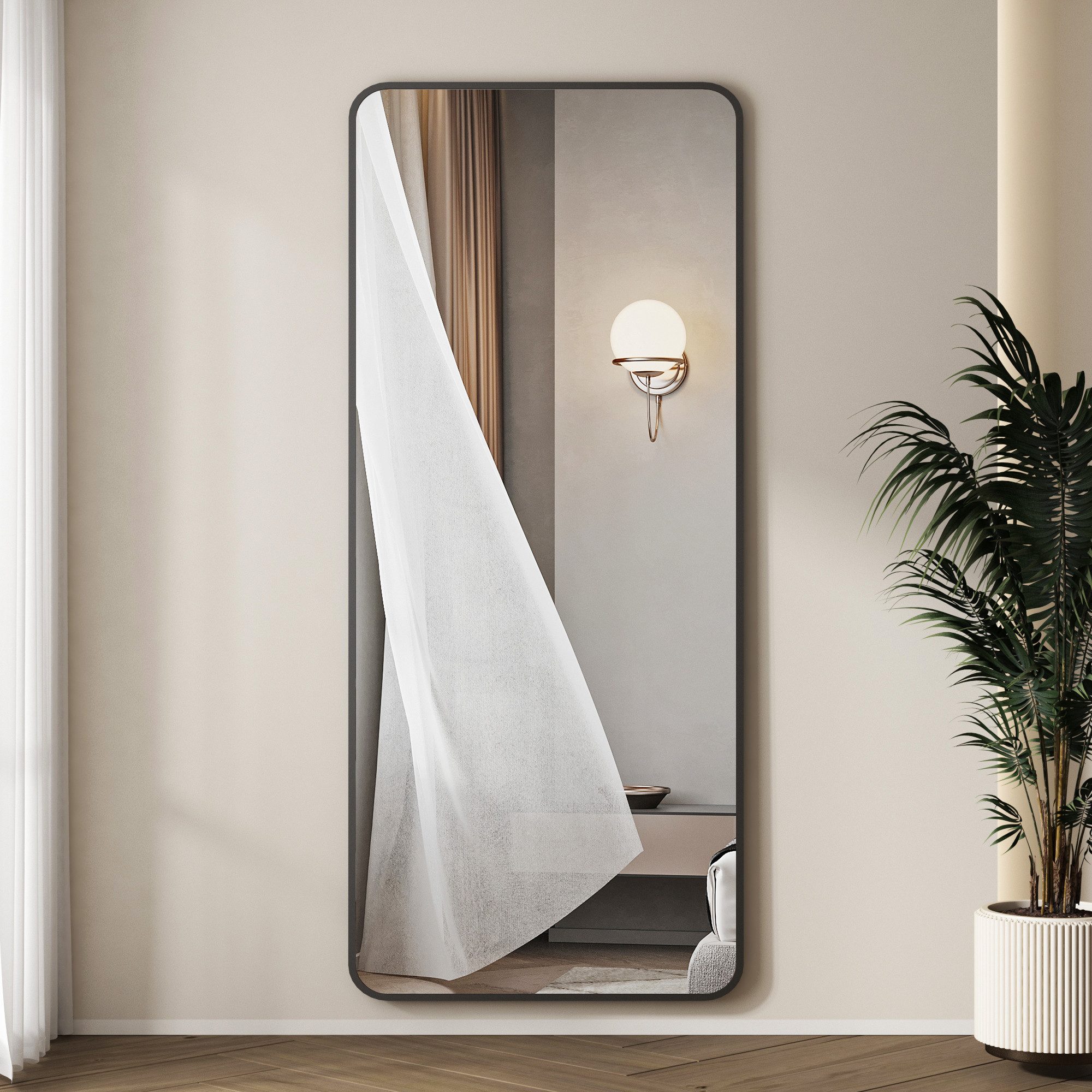 Hopibath Standspiegel 180 hoch xxl Ganzkörperspiegel 180x80cm Rund Bogen (B günstig online kaufen