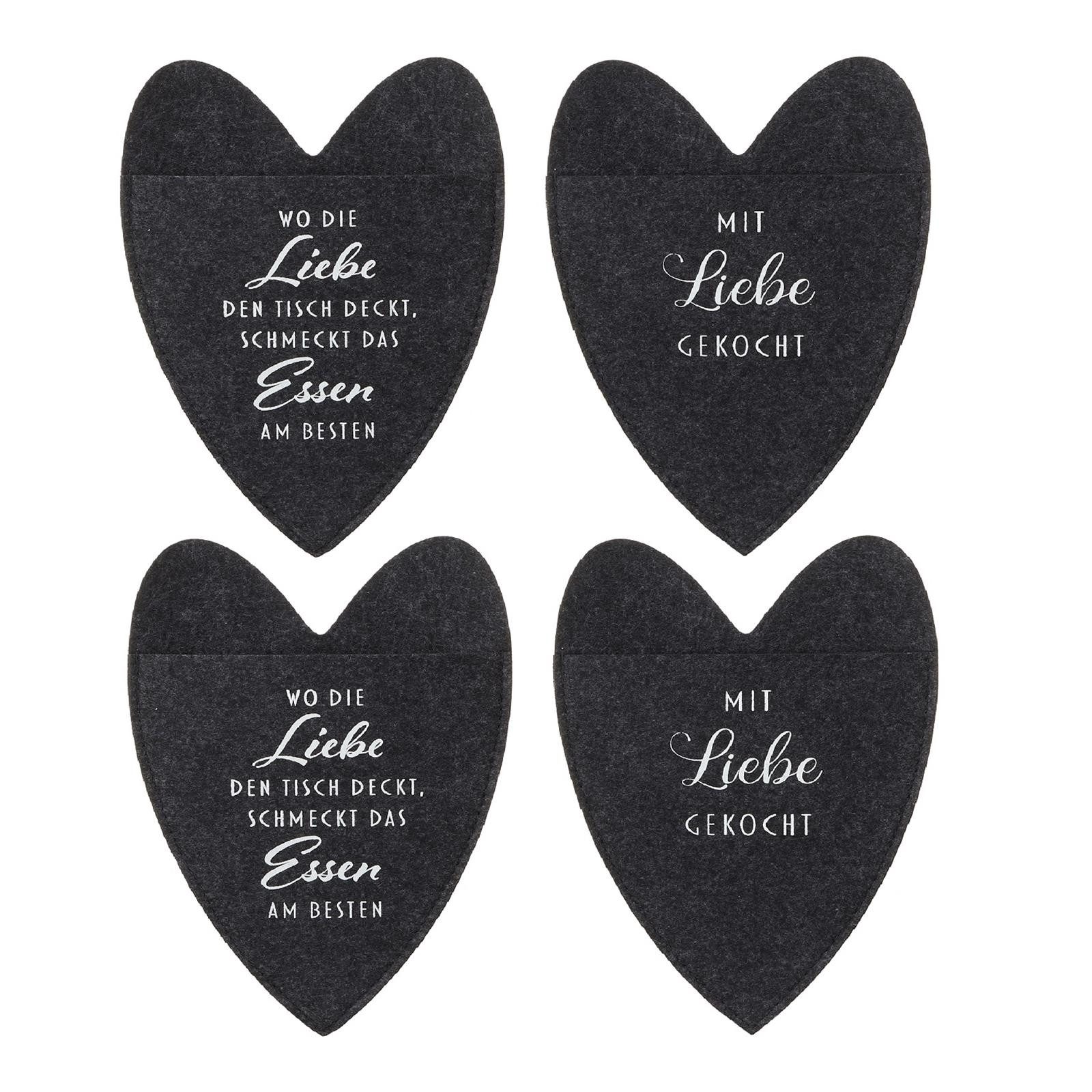 Geschenkestadl Besteckhalter 12 Bestecktaschen Herz Filz 2 Sprüche verschie günstig online kaufen