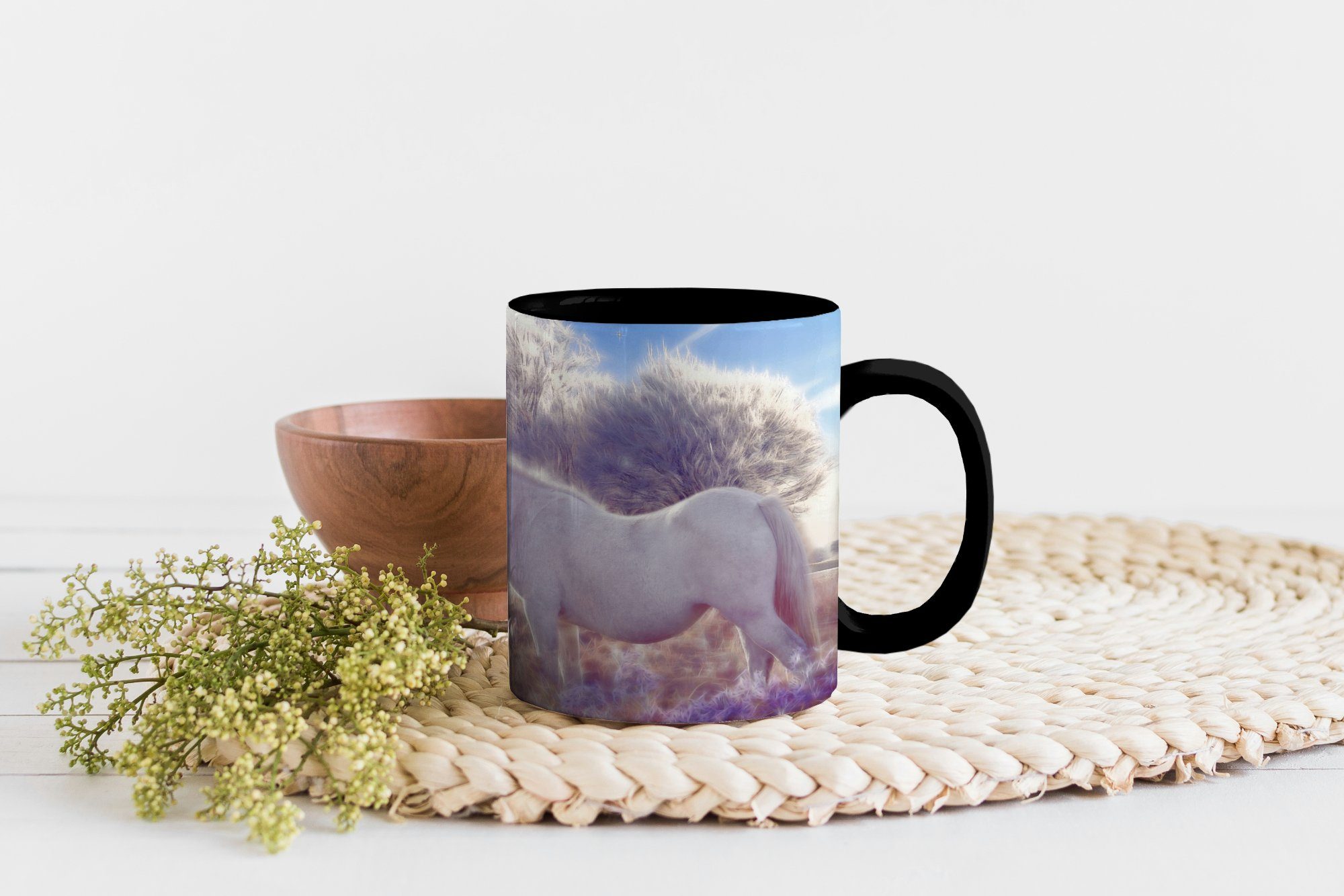Kaffeetassen, Geschenk Tasse Keramik, Einhorns, Fantasiestatue eines MuchoWow Teetasse, Zusammengesetzte Farbwechsel, Zaubertasse,