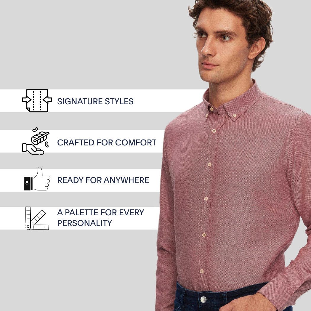 D'S DAMAT Businesshemd Birnen Baumwoll Hemd Herren, Stilvolles Business und Sommerhemd