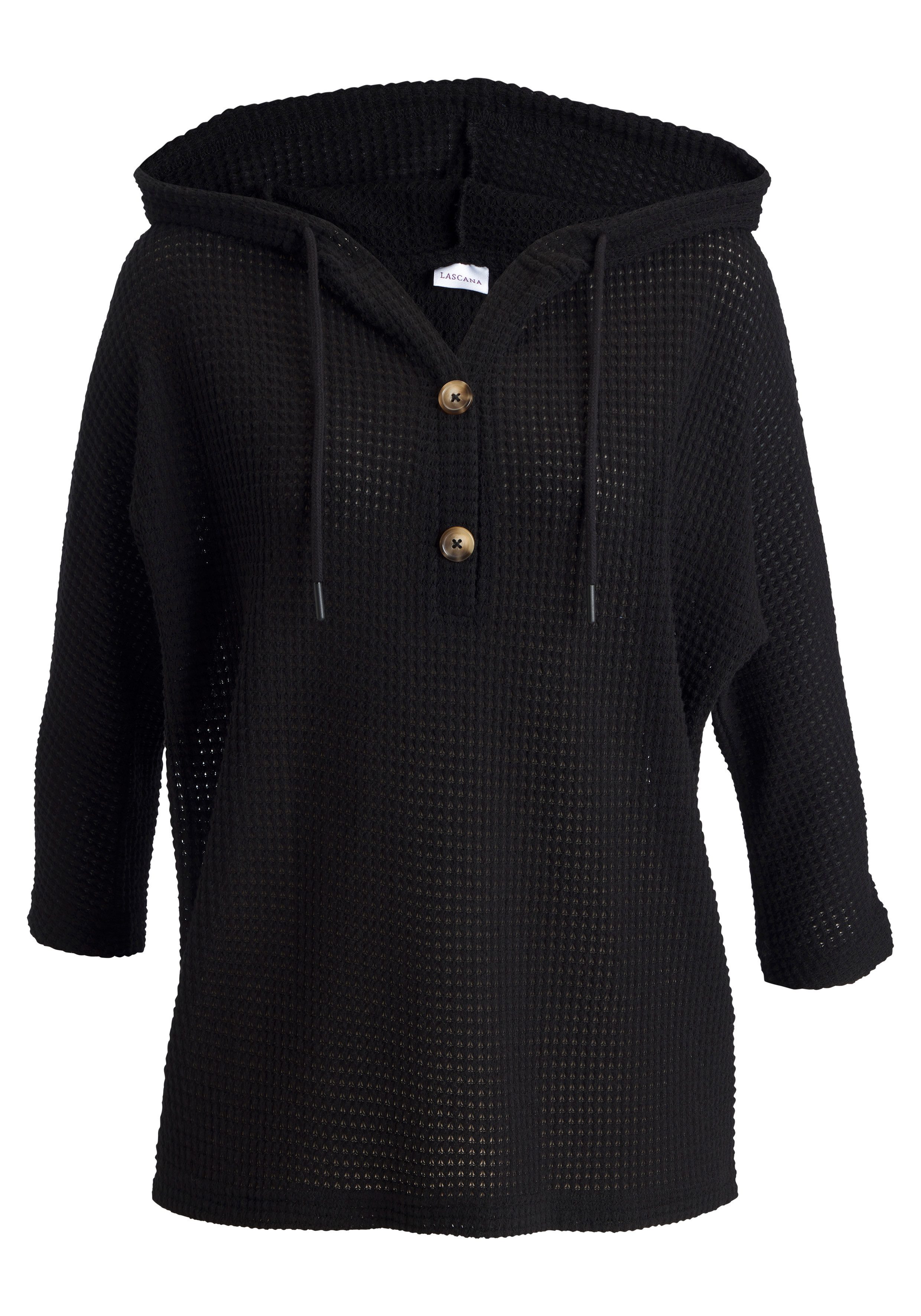 LASCANA Kapuzenshirt aus sommerlichem Waffelstrick Sommerhoody mit Knopfleiste. € 29,99, (€ 29,99 pro 1 Stk).