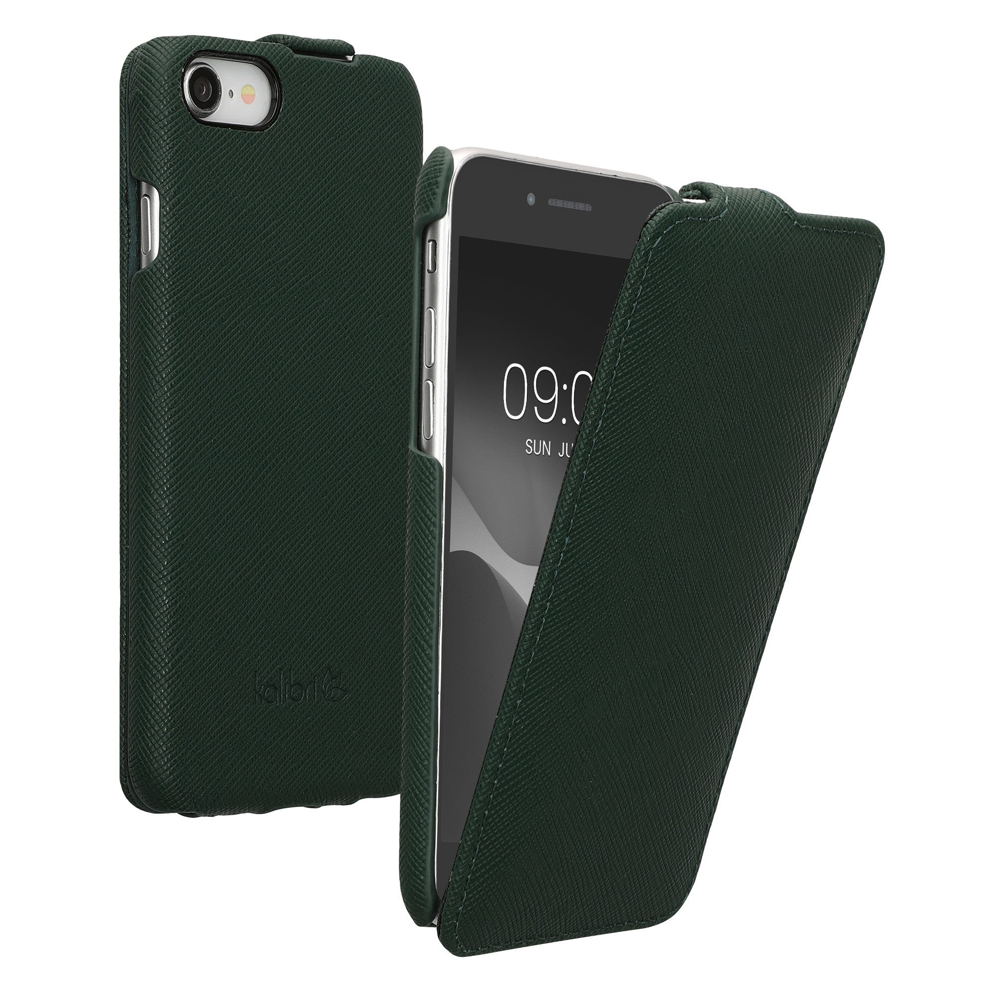 kalibri Etui Flip-Hülle Ultra Slim Tasche für Apple iPhone SE / 8 / 7, Leder Schutzhülle Case