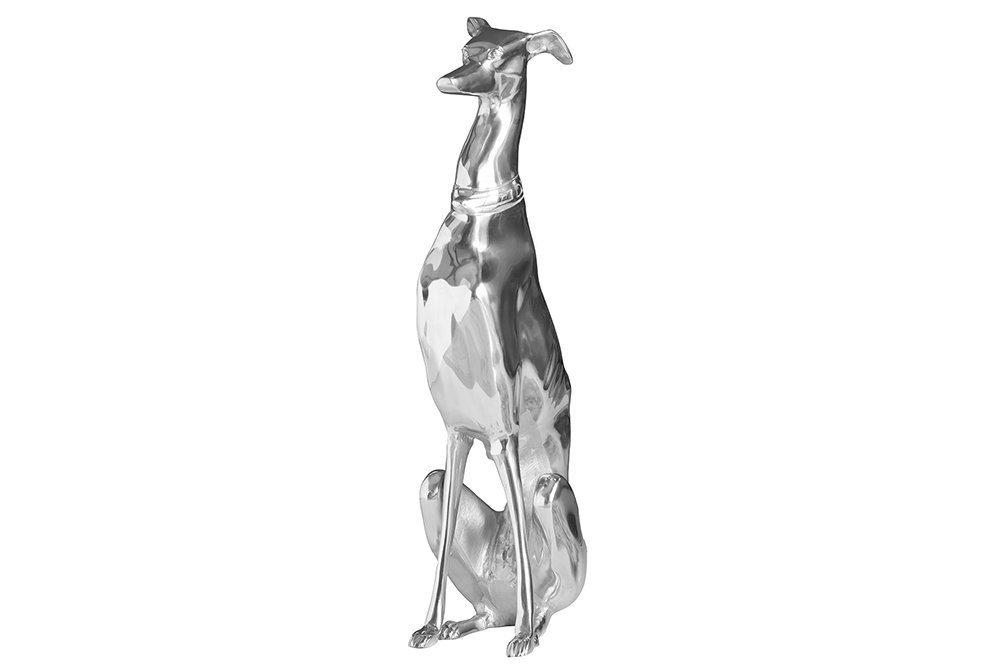 riess-ambiente Tierfigur GREYHOUND 70cm silber · Skulptur im Windhund-Design · Dekoration, große Hunde-Statue · Aluminium-Metall · Dog-Accessoire fürs Wohnzimmer