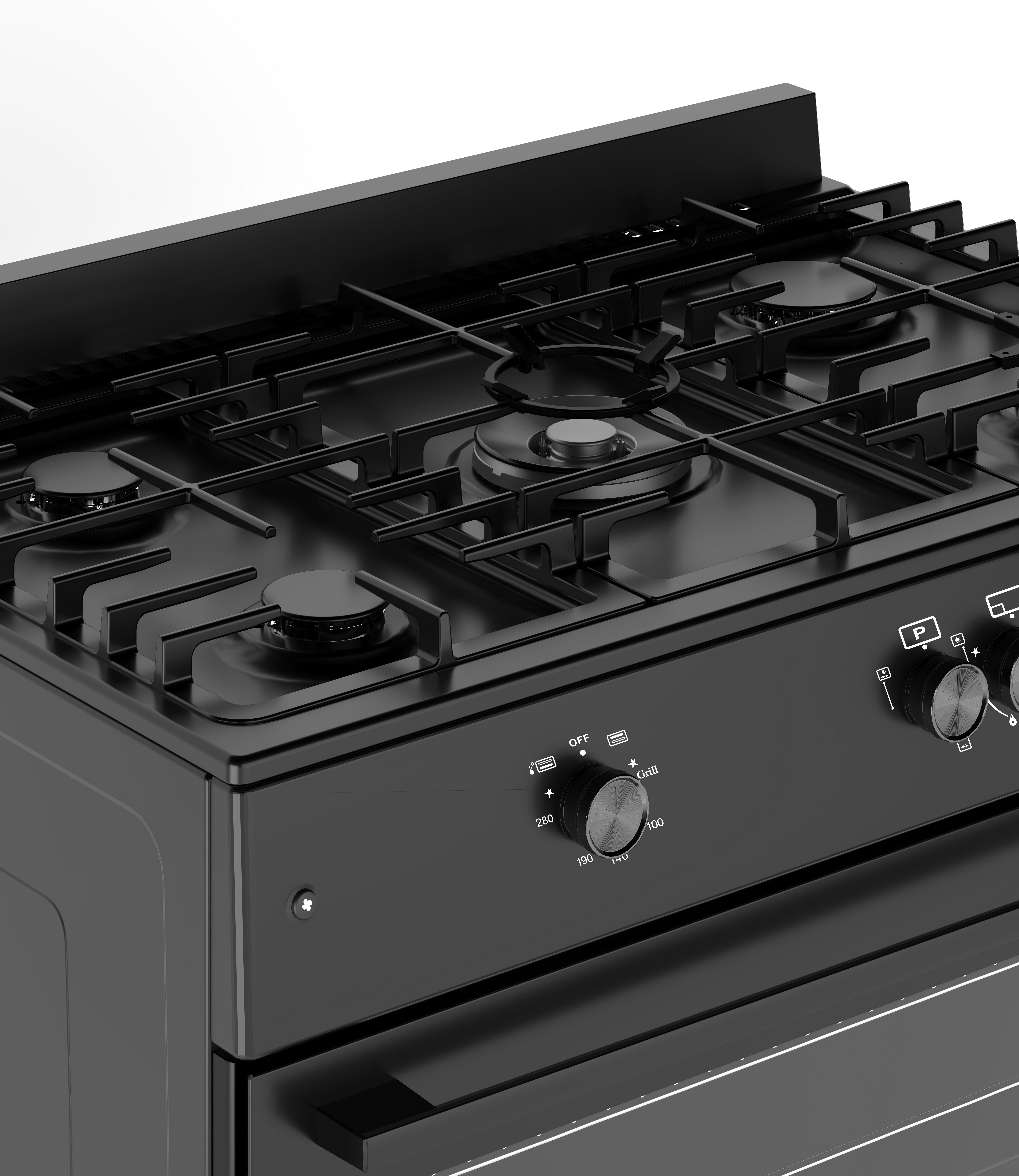 Gasline Gas-Standherd Gasline Gas-Standherd GAG90GOINNB Schwarz Matt 90 cm mit Gasbackofen