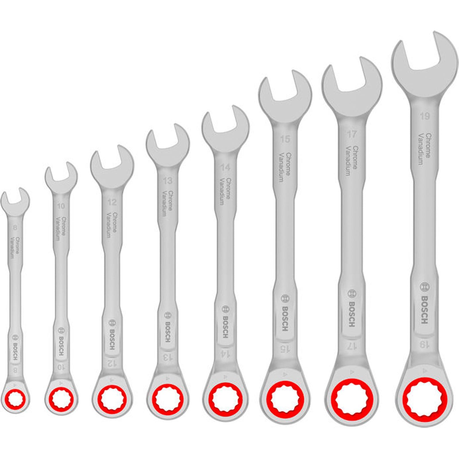BOSCH Maulschlüssel Bosch Ratschen-Ring-Maulschlüssel-Set, 8-19 mm 8-tlg. - 1600A03AG5