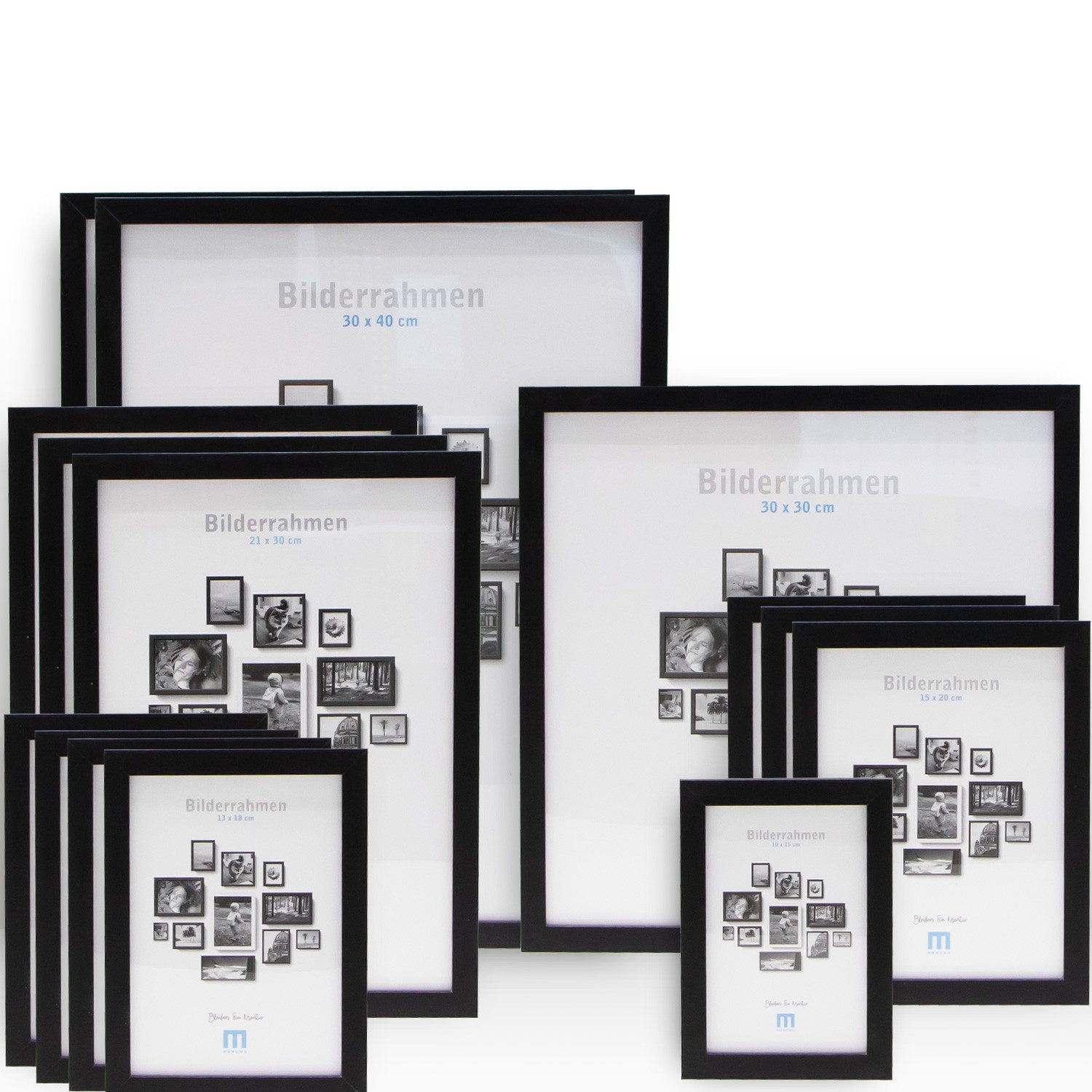 M MERCEO Bilderrahmen, 14-tlg. Bilderrahmen-Set Schwarz (10x15cm bis 30x40c günstig online kaufen