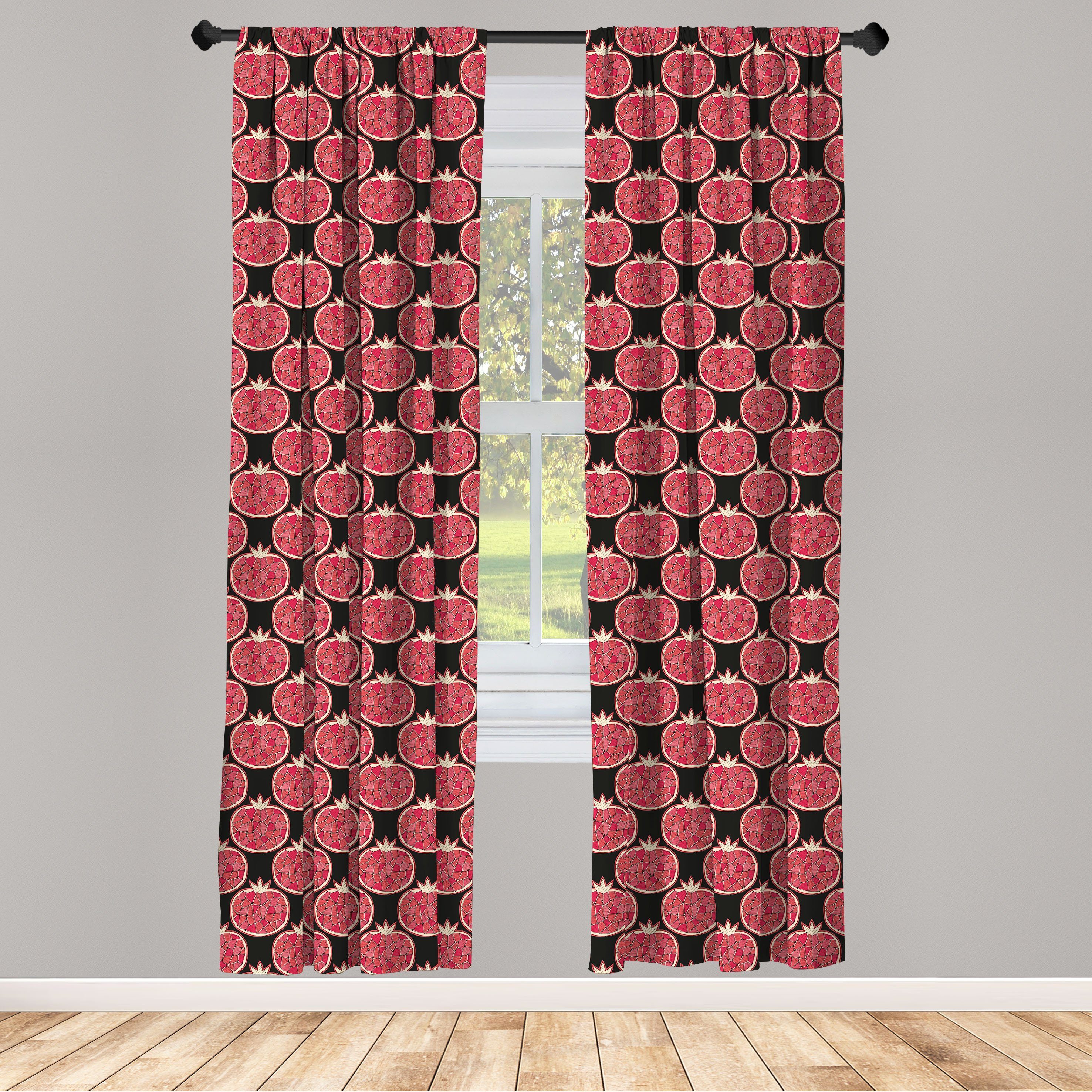 Gardine Vorhang für Wohnzimmer Schlafzimmer Dekor, Abakuhaus, Microfaser, Granatapfel Mosaik-Frucht