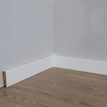 PROVISTON Sockelleiste MDF, 15 x 58 x 2400 mm, Weiß, Fußleiste, MDF foliert