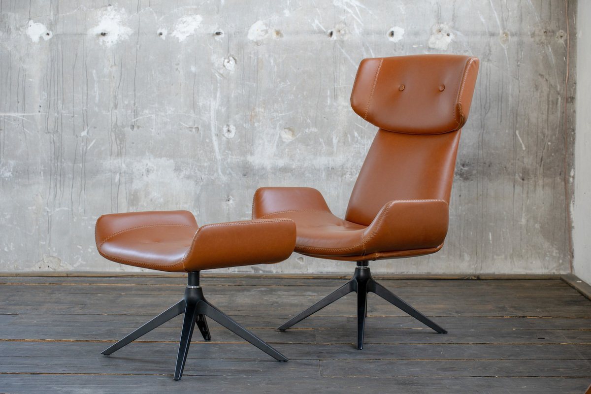 Drehsessel Ohrensessel mit Hocker Kunstleder braun »ZIBO« Drehsessel Ohrensessel mit Hocker Kunstleder braun »ZIBO«