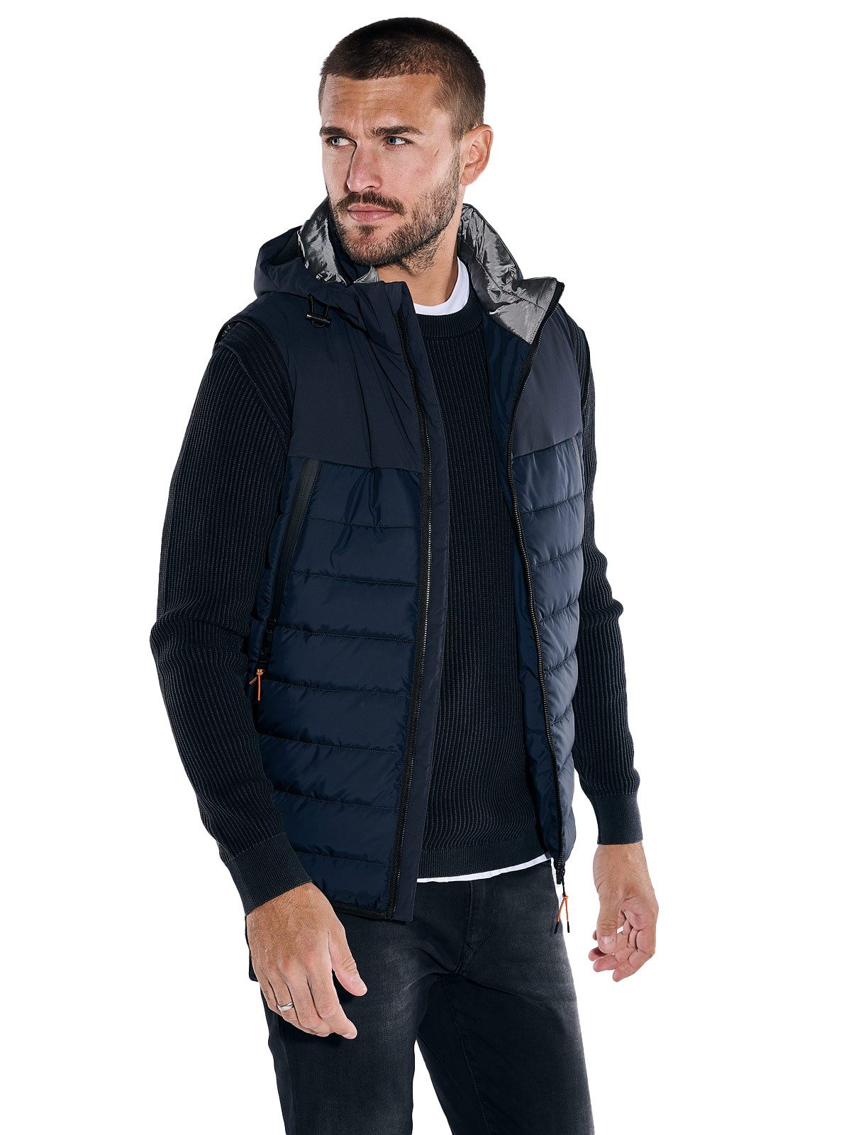 emilio adani Kurzweste emilio adani Herren Steppweste mit abnehmbarer Kapuz günstig online kaufen