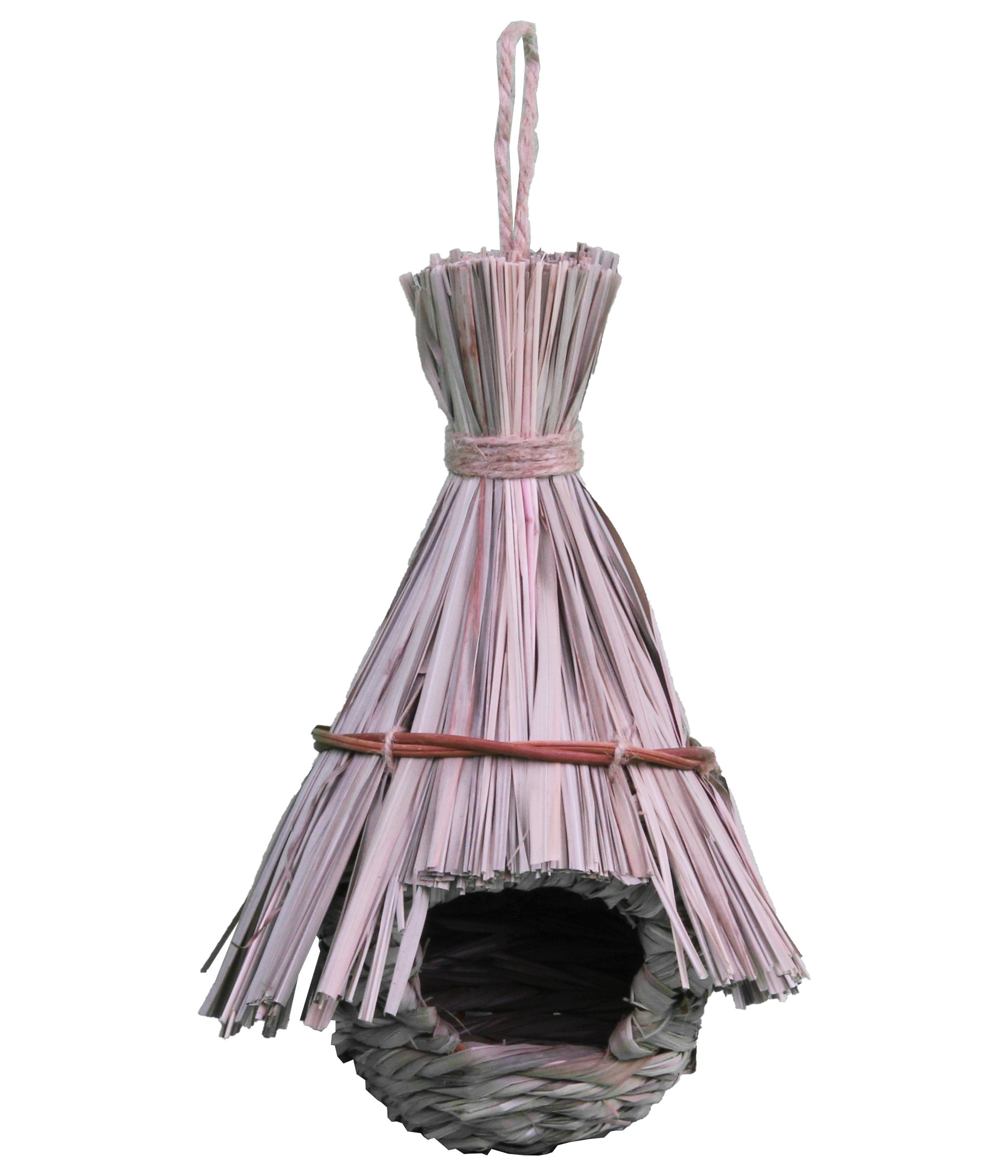 Dehner Nistkasten Natura Premium Nestbeutel Floki, Ø 16 cm x Höhe 26 cm, gemütliches Vogelheim aus Naturmaterial