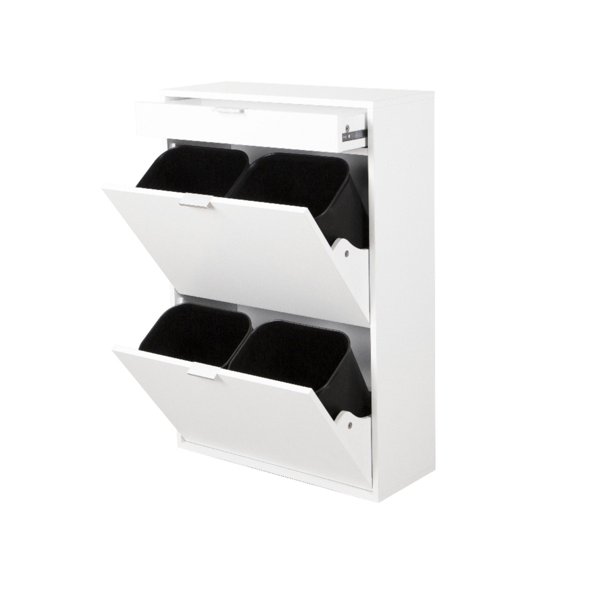 Happy Home Mülltrennsystem Platzsparender Mülleimerschrank mit 4 Einräumen für Mülltrennung