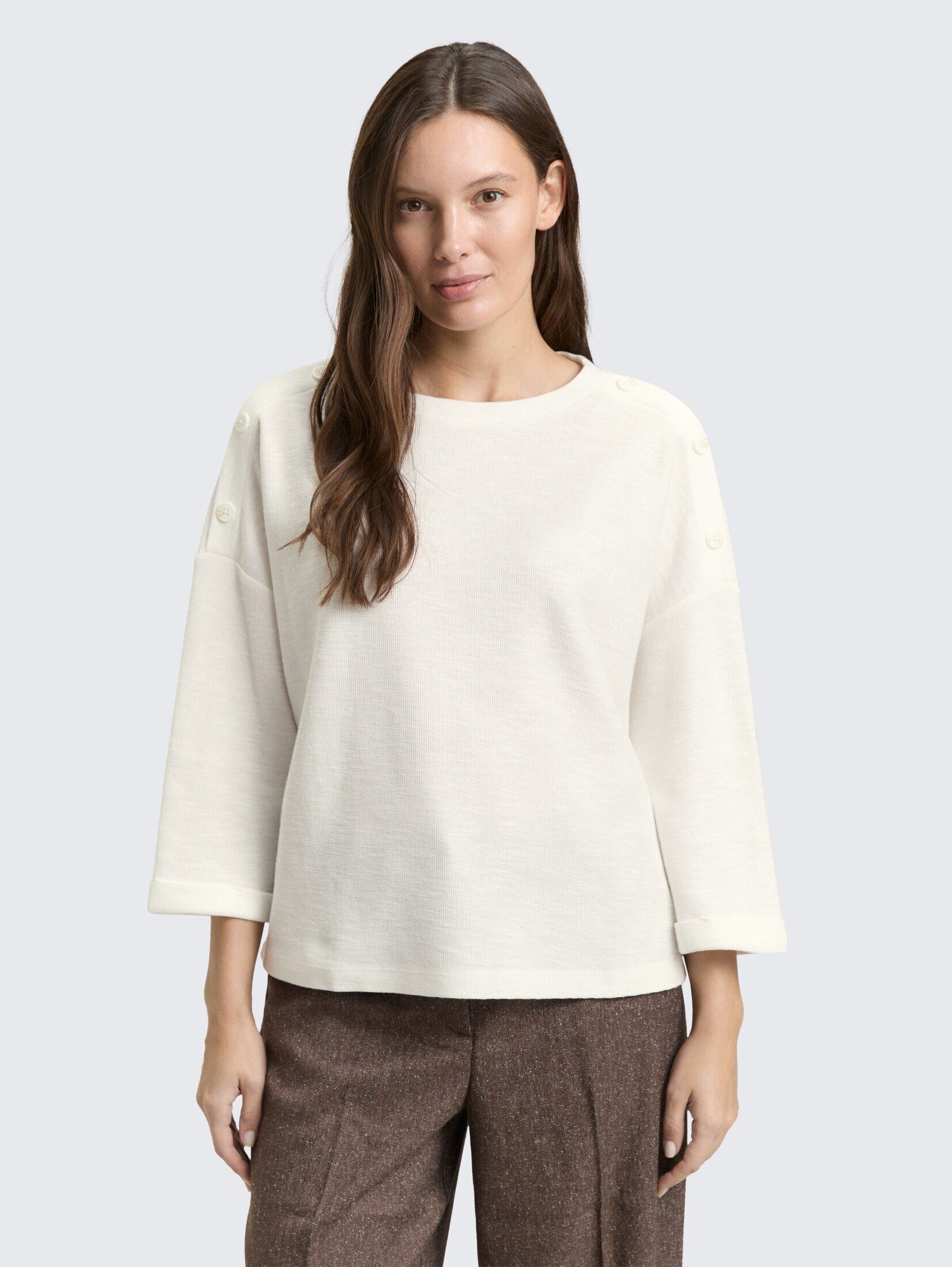 TOM TAILOR 3/4-Arm-Shirt T-Shirt Langarmshirt mit Knopf-Details günstig online kaufen
