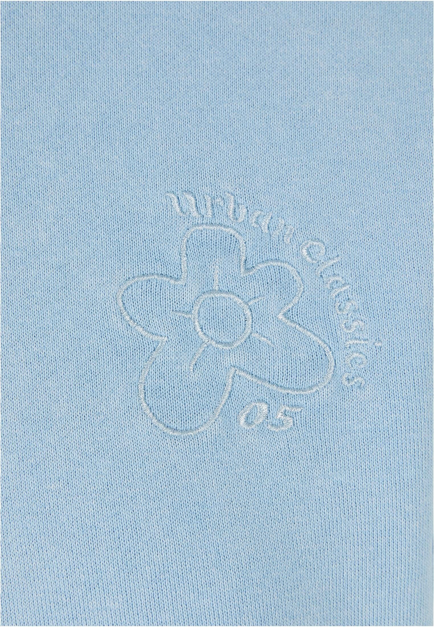CLASSICS URBAN Flower (1-tlg) balticblue Short Ladies Damen Terry Kapuzenpullover Embroidery Hoody