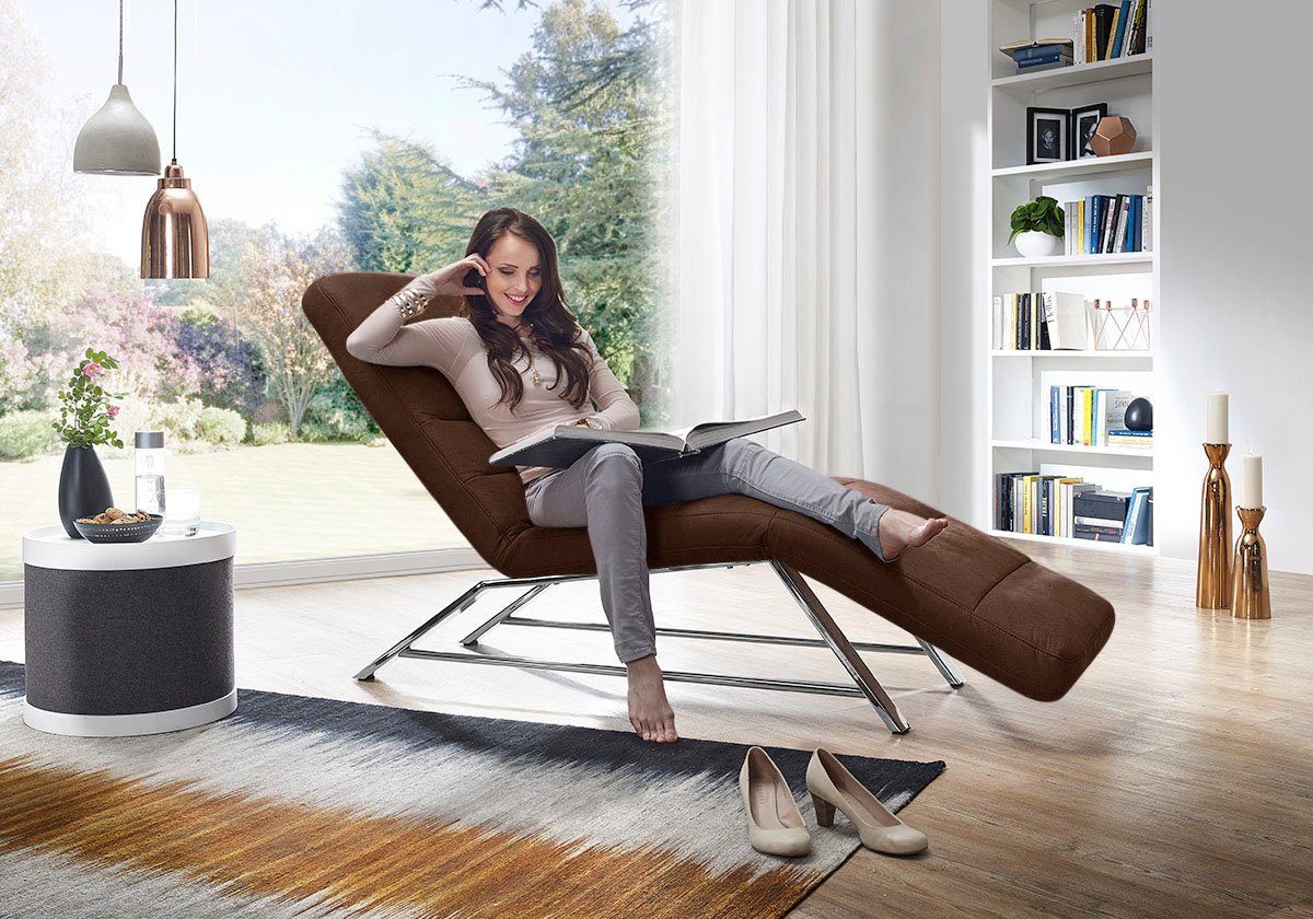 W.SCHILLIG Relaxliege daily dreams bequem und elegant, B/T 75/170cm, Funktionsliege wahlweise mit Motor, Gestell Chrom, Breite 75 cm