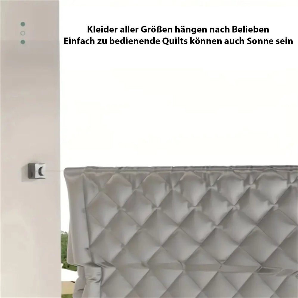 für Edelstahl-Wäscheleine, m, grau 5,1 einziehbar, TUABUR Wand-Wäscheleine Innenbereich