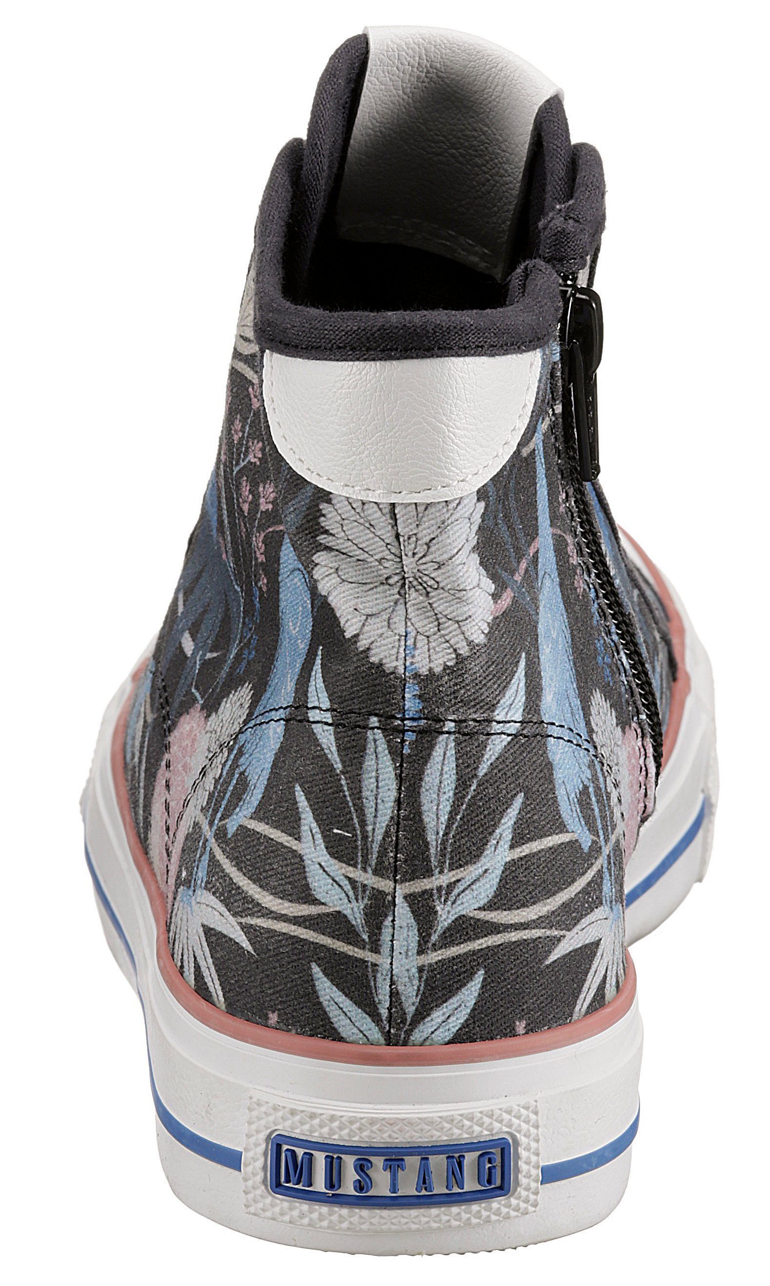 Mustang Shoes Sneaker mit floralem Muster schwarz-bunt
