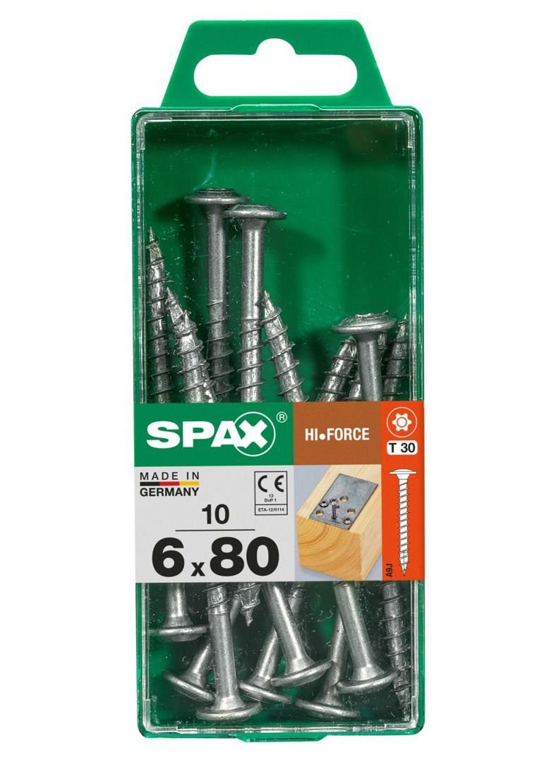 SPAX Holzbauschraube Spax Holzbauschrauben 6.0 x 80 mm TX 30 Tellerkopf