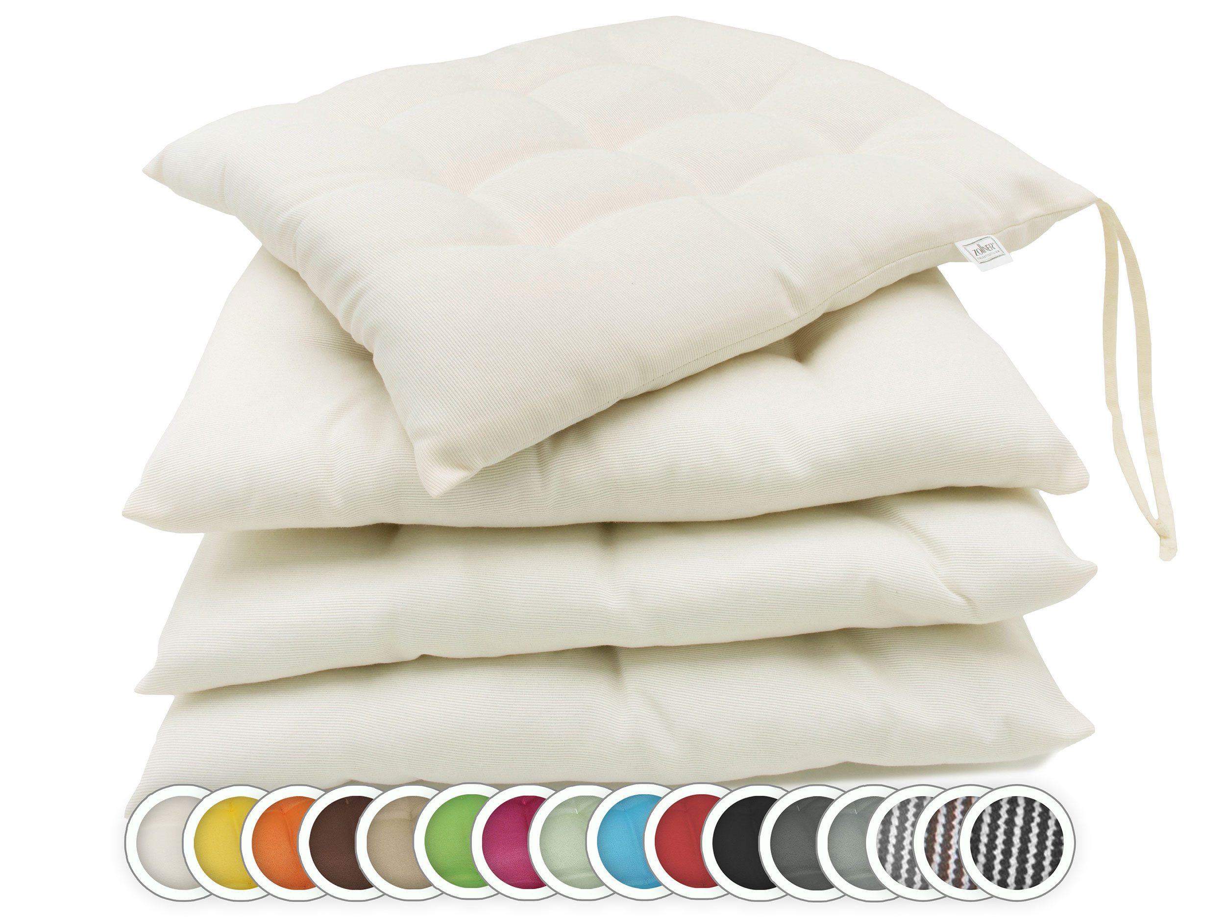 ZOLLNER Stuhlkissen, 40 x 40 x 3 cm, mit Bindebänder, für Indoor und Outdoo günstig online kaufen