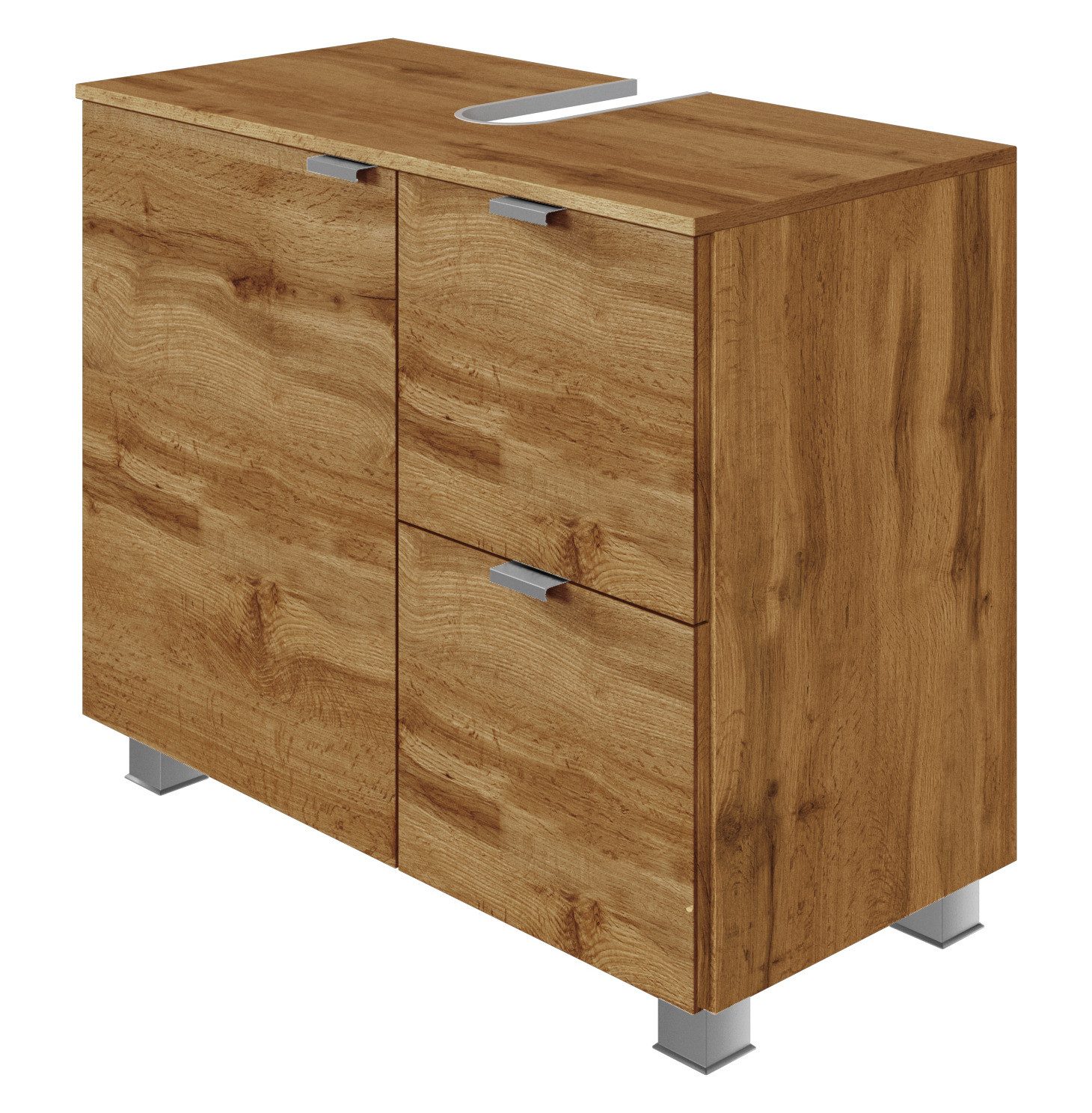 Basera® Waschbeckenunterschrank Talina 70 cm breit Wotaneiche, Badezimmermöbel