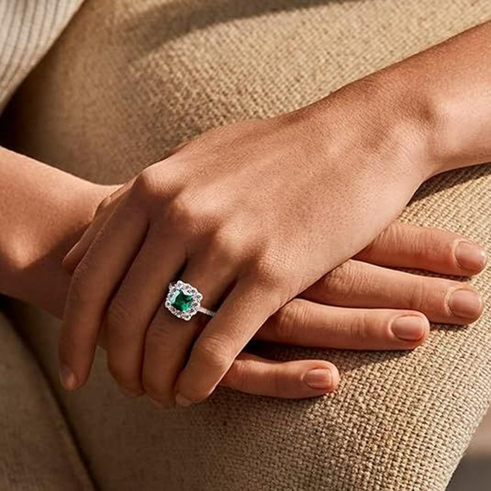 Jumpeak Trauring Ring mit 2 Karat Saphir/Smaragd,diamant ring damen,verlobungsring, 14K Gold,Ring Damen,Geschenk für Frau,Geschenk Schwester,Geburtstag