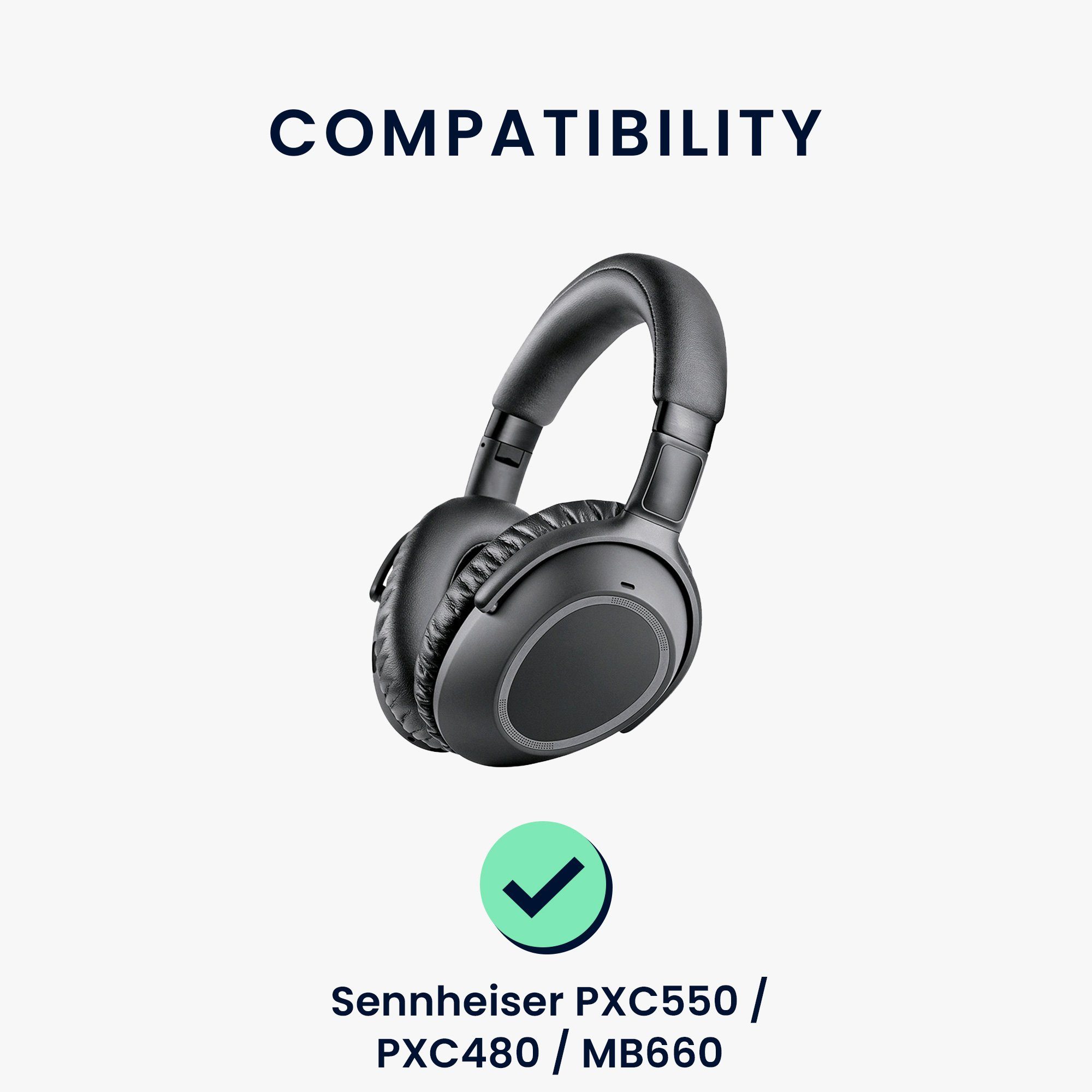 / Ear MB660 Kunstleder Polster Polster / - kwmobile Ohr Kopfhörer Over PXC480 (Ohrpolster für für Ohrpolster Sennheiser Headphones) PXC550 2x