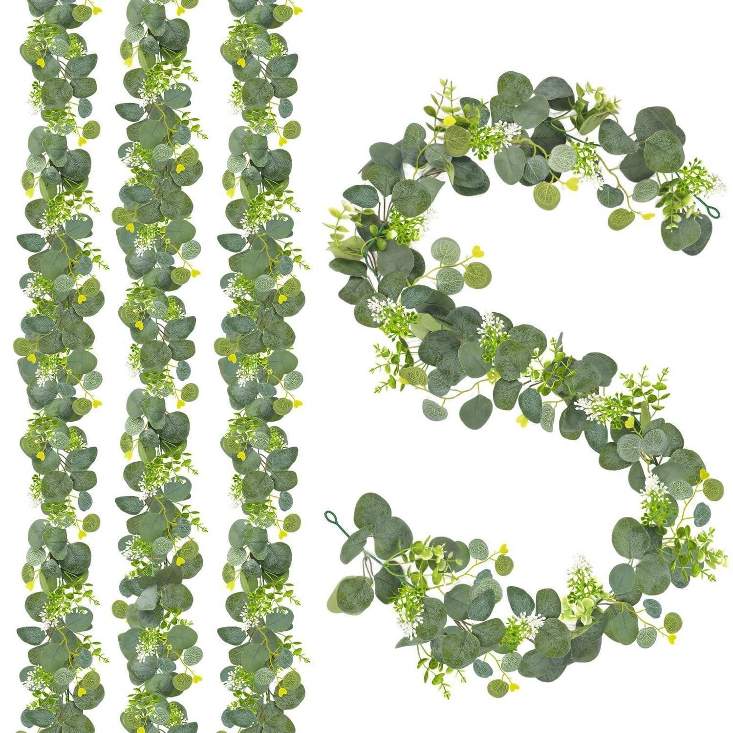 Kunstgirlande Eukalyptus Girlande 4er Set 1,8m Grün, LuxusKollektion, Höhe 10 cm