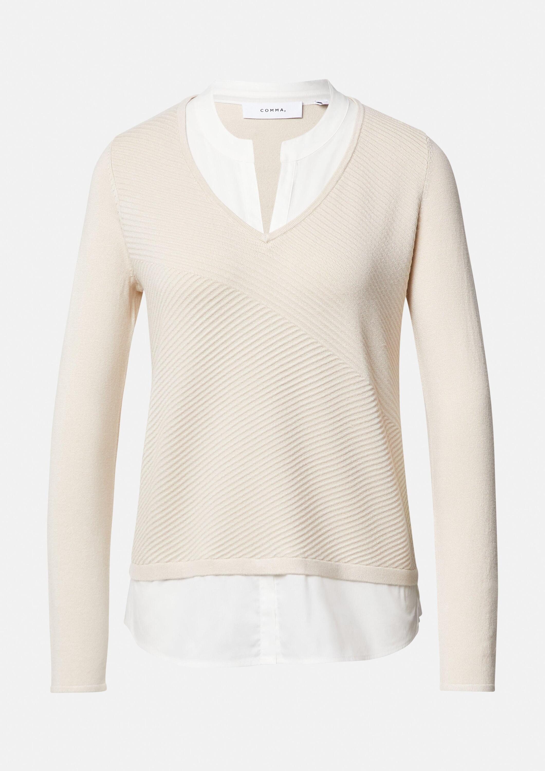 comma Longpullover Strickpullover 2-in-1-Pullover in Layering-Optik