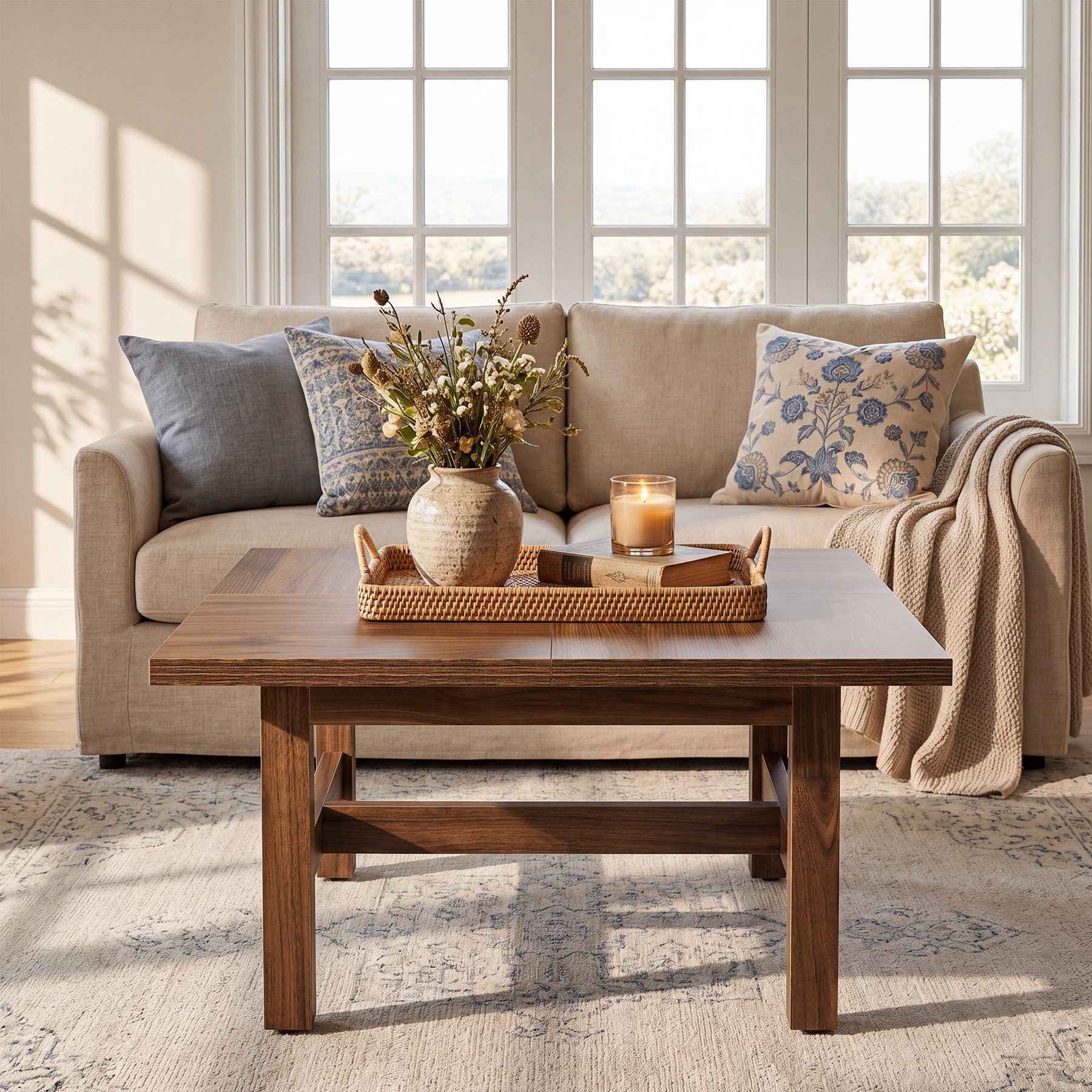 Tribesigns Couchtisch 79 cm Beistelltisch aus Holz, quadratischer Sofatisch im Landhausstil