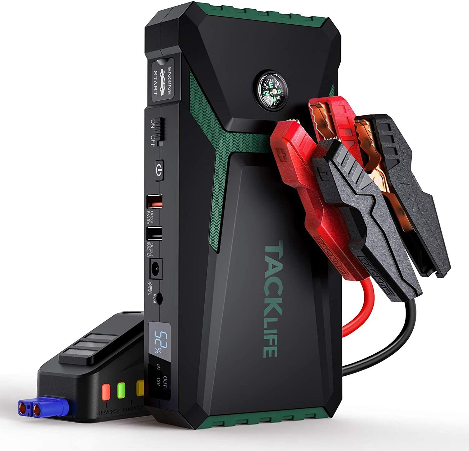 Batterieladegeräte TACKLIFE Grün 18000mAh/800A 2 USB Starthilfegerät, Auto Ladebuchsen