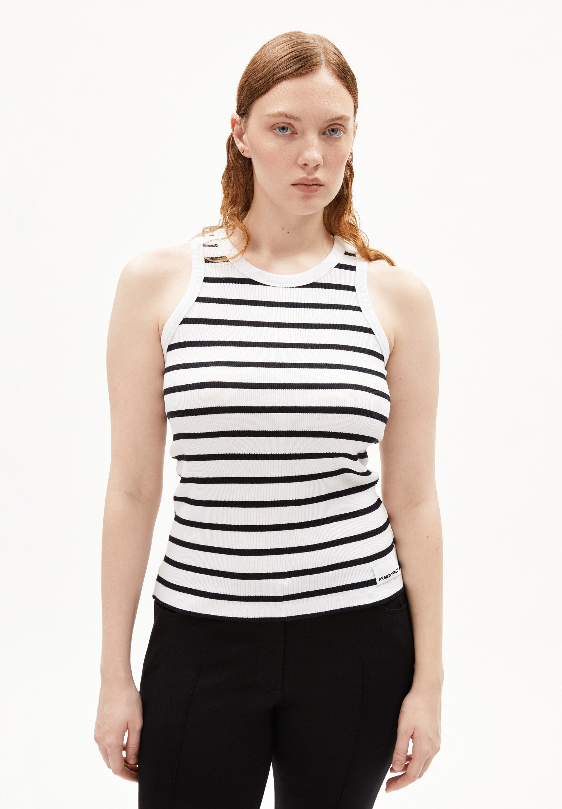 Armedangels Shirttop KANITAA STRIPES Ripp-Top aus Bio-Baumwoll Mix (Fitted) Rundhalsausschnitt
