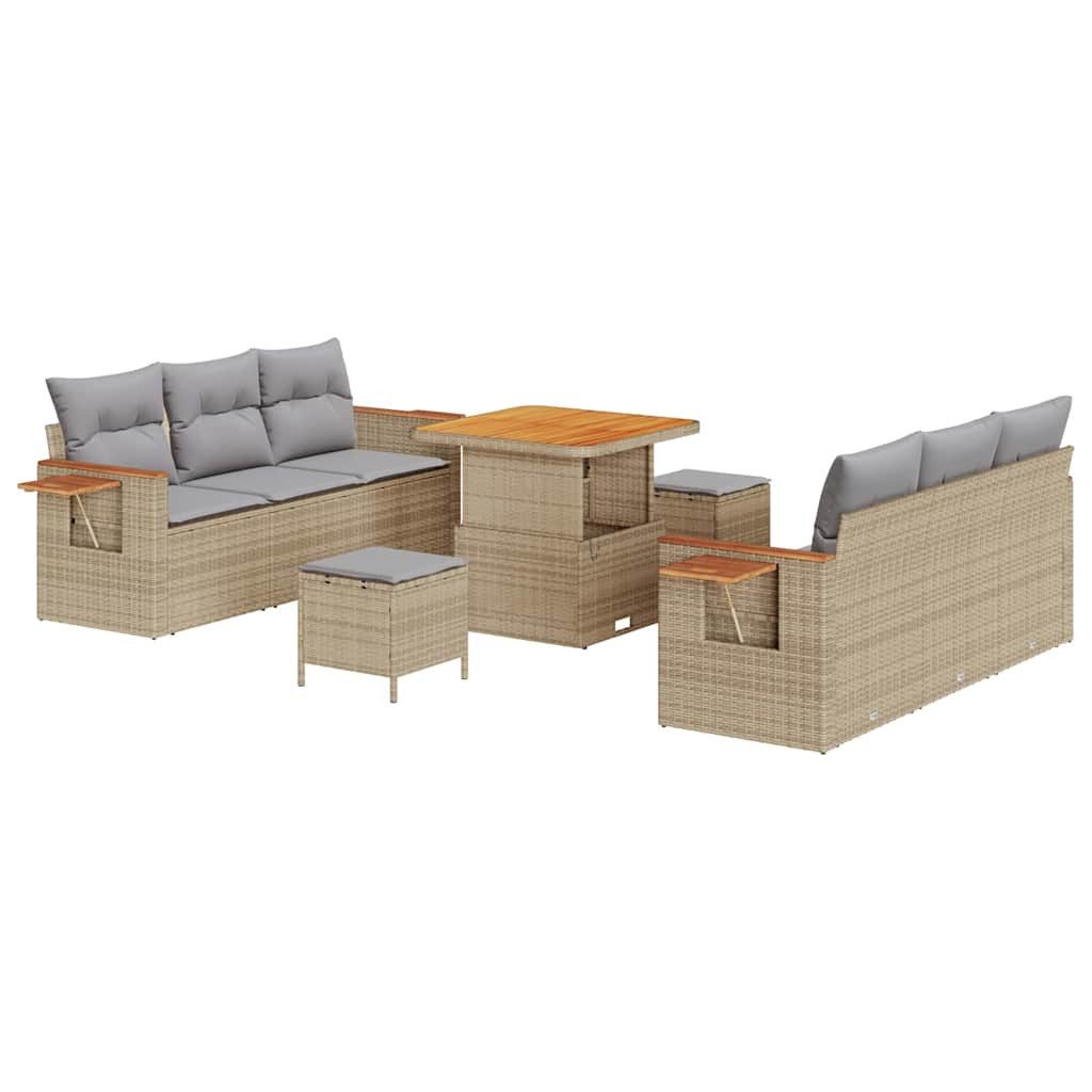 vidaXL Loungesofa Gartensofa-set 11 stk. 8-Sitzanzahl Beige und Hellgrau, 11 Teile