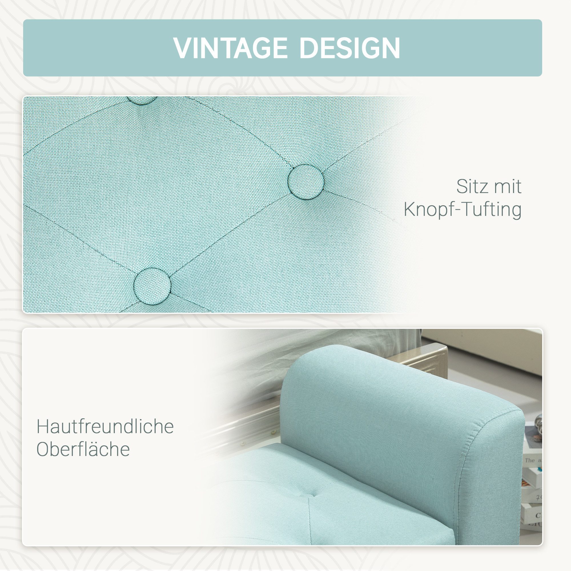 HOMCOM Sitzbank mit Leinenoptik, belastbar bis 130 kg (Polsterbank, 1-St., Sitzhocker), für Wohnzimmer Schlafzimmer Flur, 116 x 44 x 58 cm Grün