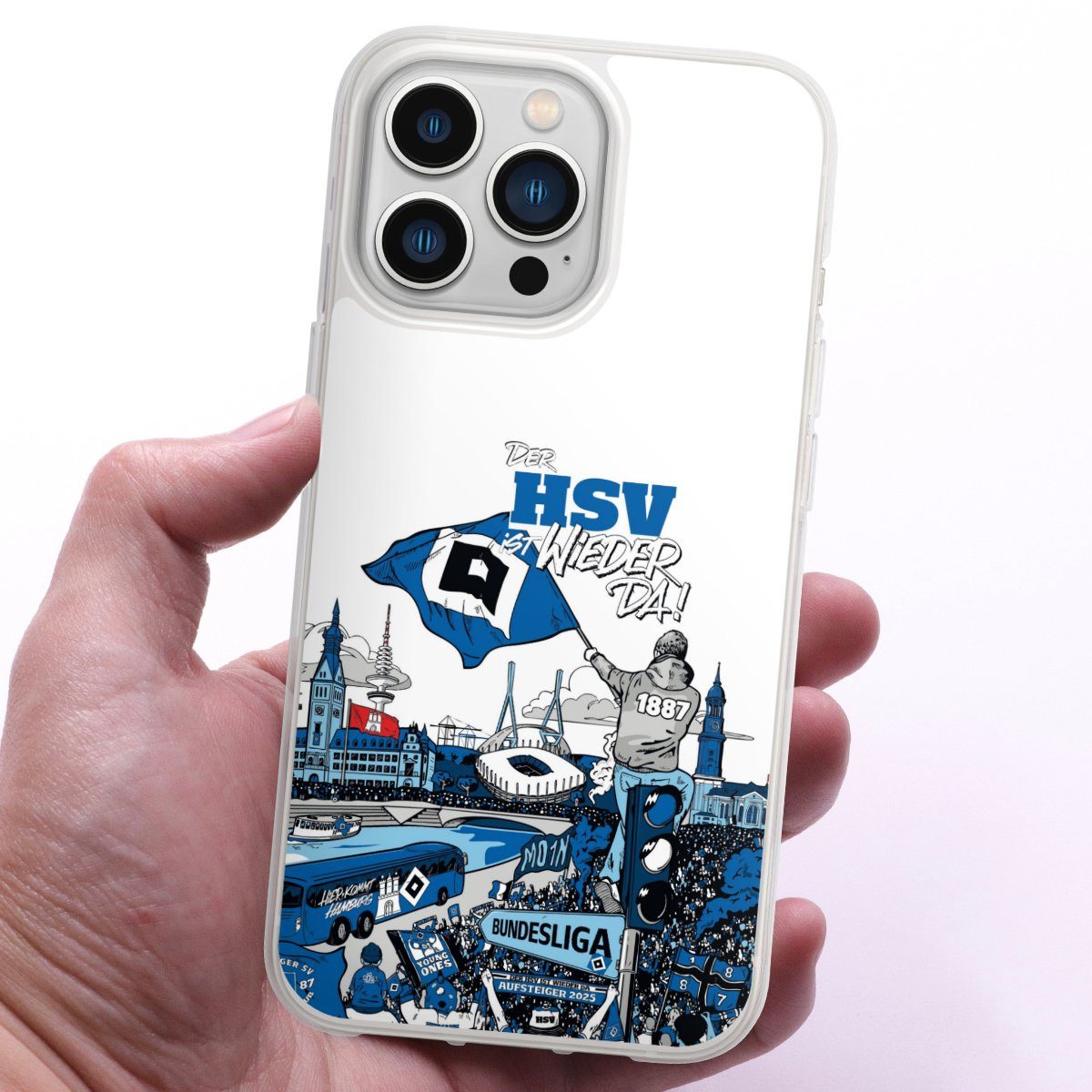 DeinDesign Handyhülle Hamburger SV Offizielles Lizenzprodukt Aufstieg, Apple iPhone 13 Pro Silikon Hülle Bumper Case Handy Schutzhülle