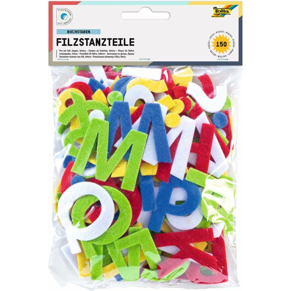 Folia Ремесленный войлок Ремесленный войлок Buchstaben sortiert weiß, gelb, rot, blau, grün 150 St.