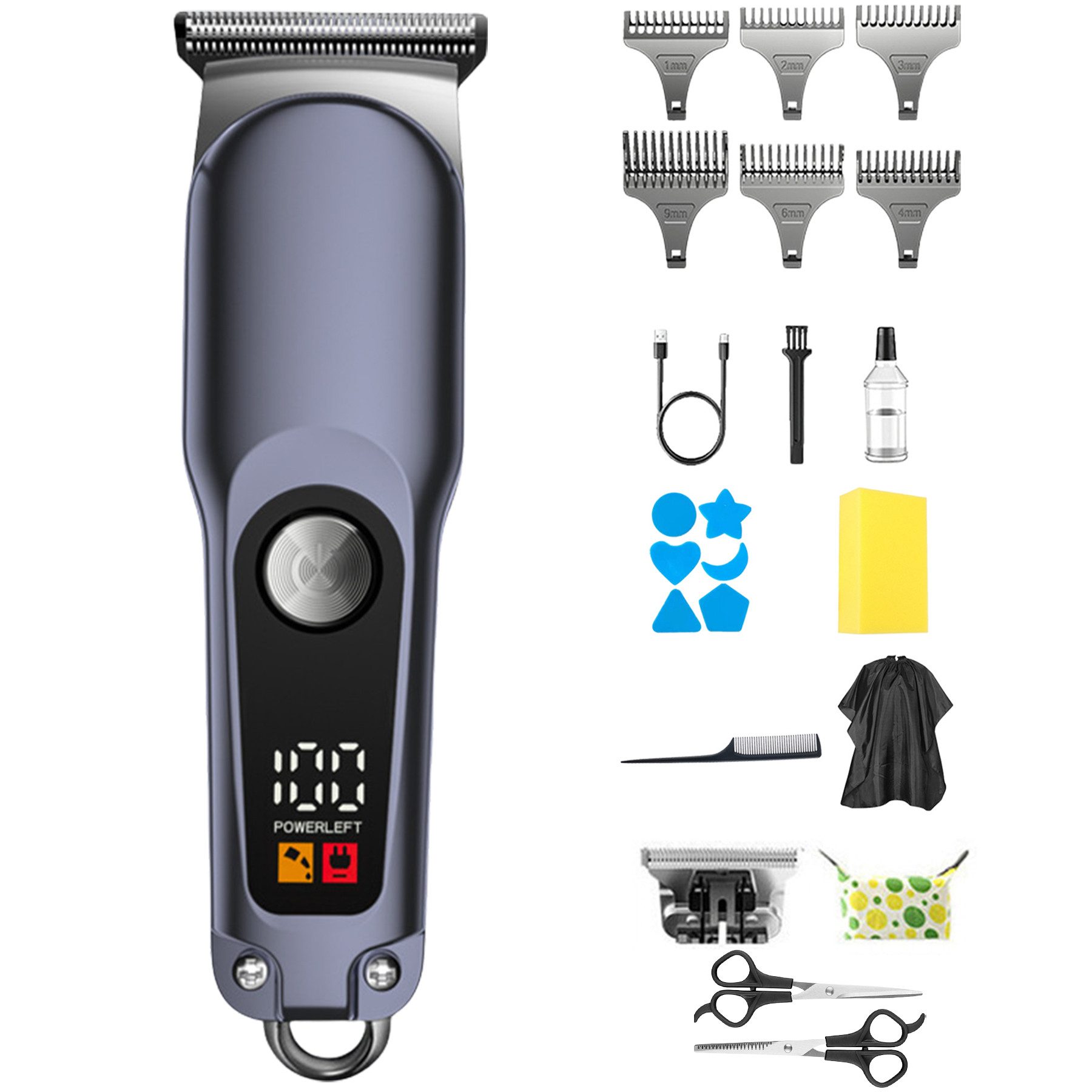 Senmudi Haarschneider Haartrimmer Herren, Haarschneidemaschine, 6 Kammaufsatz, Profi Friseur Set, Kurzhaarschneider, Haartrimmer, LED-Anzeige, Akku-Haarschneide