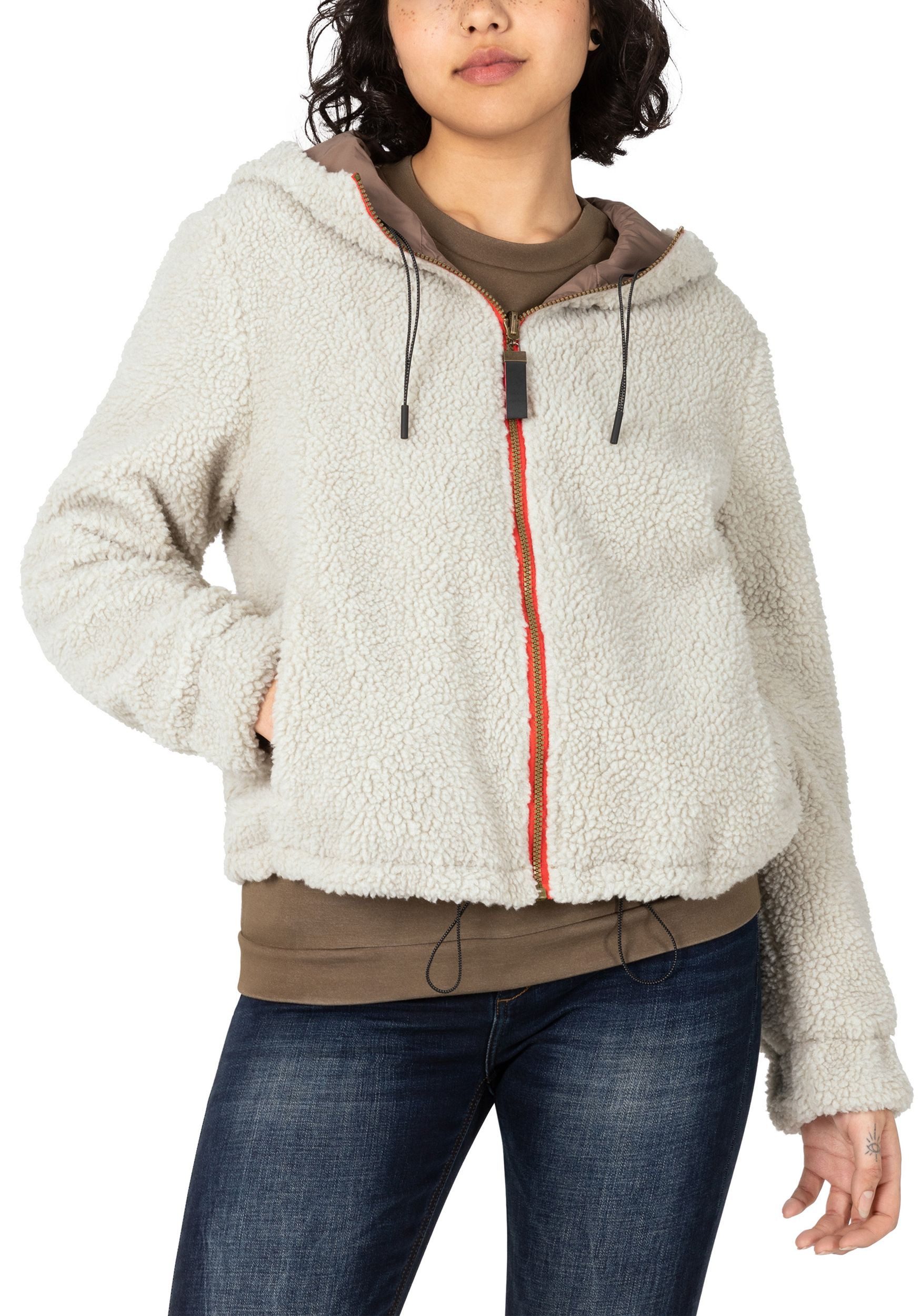 TIMEZONE Winterjacke Teddyfell Kapuze Wendbar Retro-Look Cozy Little Jacket
