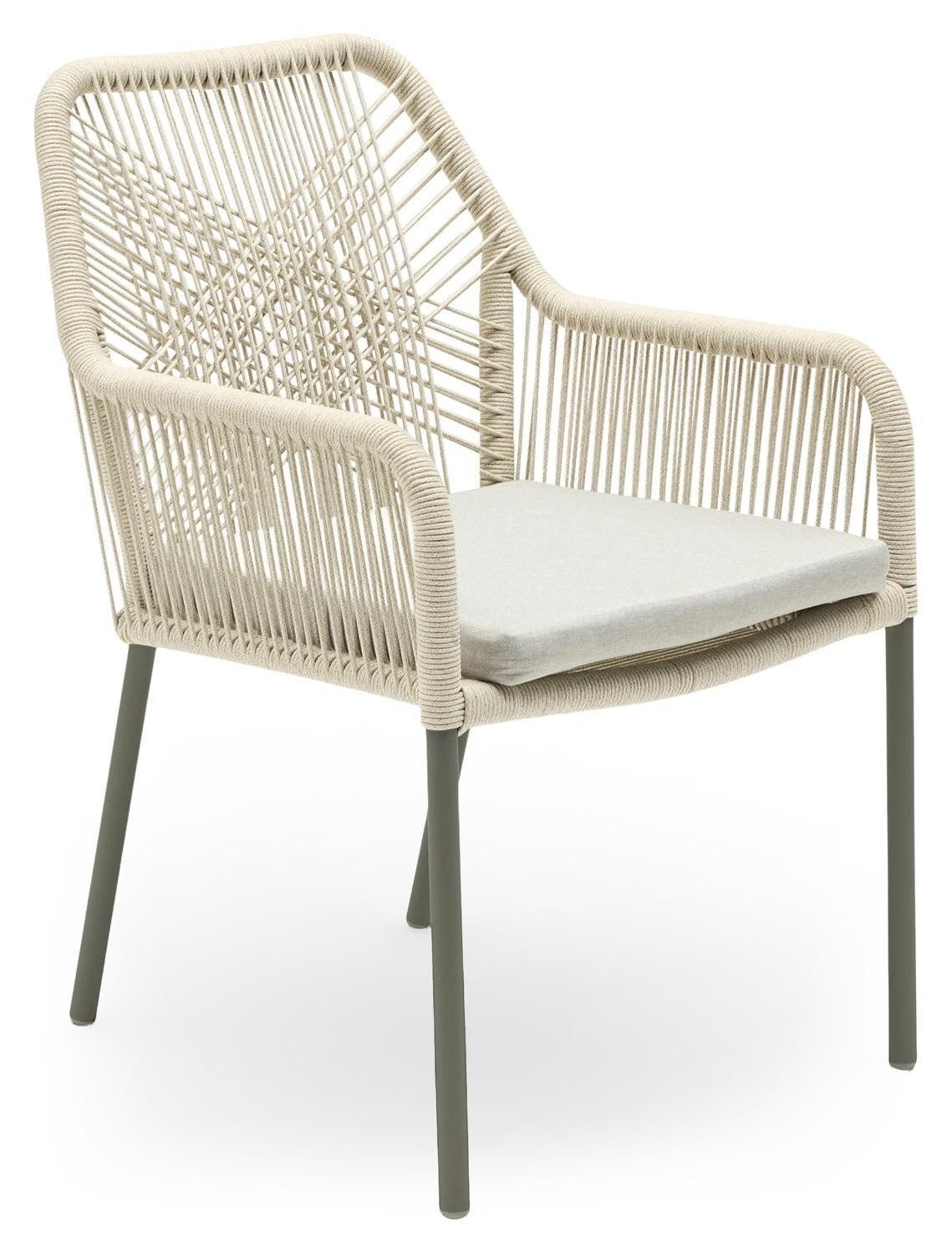 Outdoor Gartenstuhl STILO, Anthrazit, Beige, Aluminium, Seilbespannung (1 St), mit Sitzkissen, B 56 x H 84 x T 64 cm