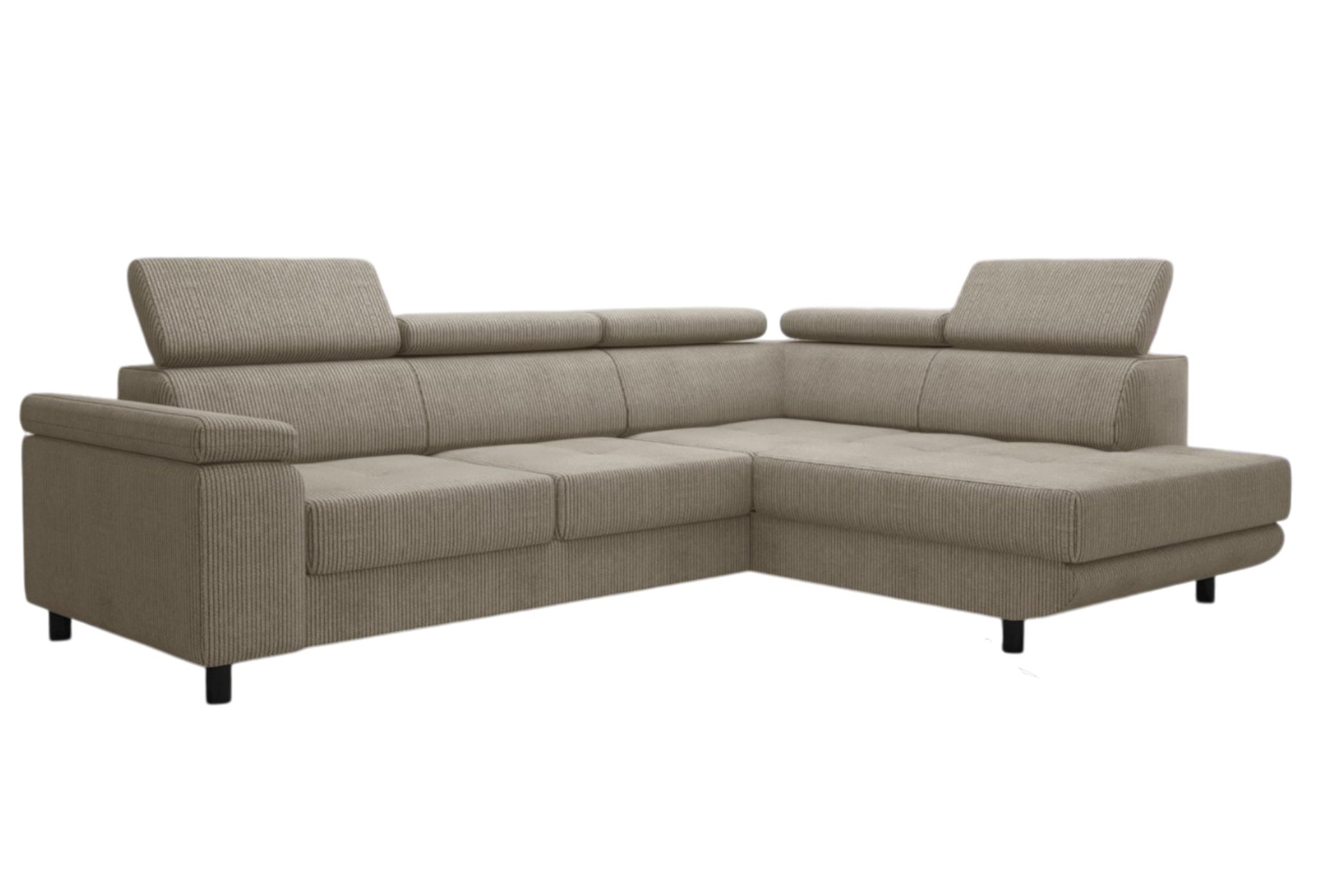 thematys Ecksofa LUNA L mit Schlaffunktion & Bettkasten – aus Velours oder Cord Stoff, mit 5 verstellbaren Kopfstützen, – L-Form 250×183 cm – Schlafsofa mit Aus – Bild 2 von 5