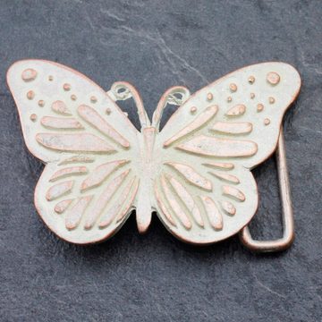 Crystalogy.de Gürtelschnalle Schmetterlings Gürtelschnalle, 8,0x5,5 cm, Antik