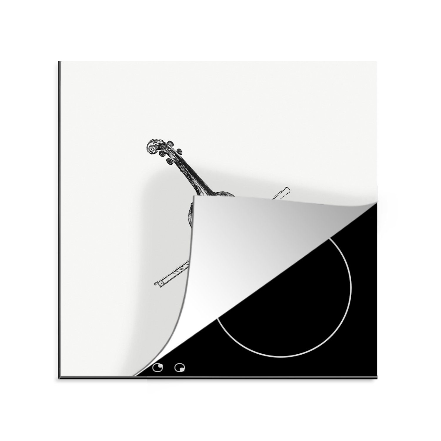 MuchoWow Herdblende-/Abdeckplatte Retro - Geige - Musik, Vinyl, (1 tlg), 78x78 cm, Ceranfeldabdeckung, Arbeitsplatte für küche