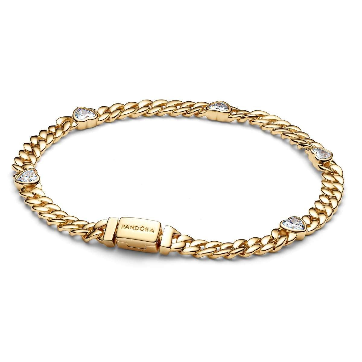 Pandora Armband 564226C01, Damenarmband Goldfarben Zirkonia Herz
