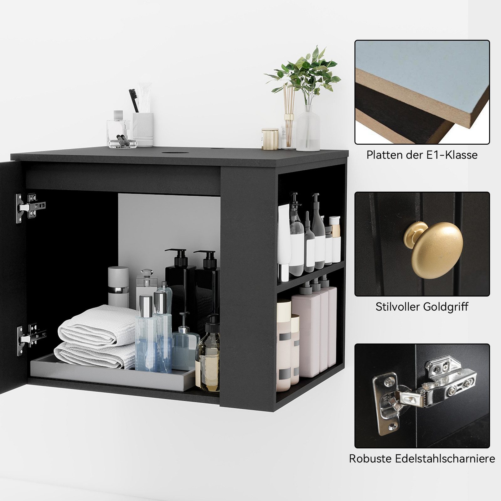 Puluomis Badezimmer-Set Badezimmerschrank mit Spiegel Waschbeckenunterschra günstig online kaufen