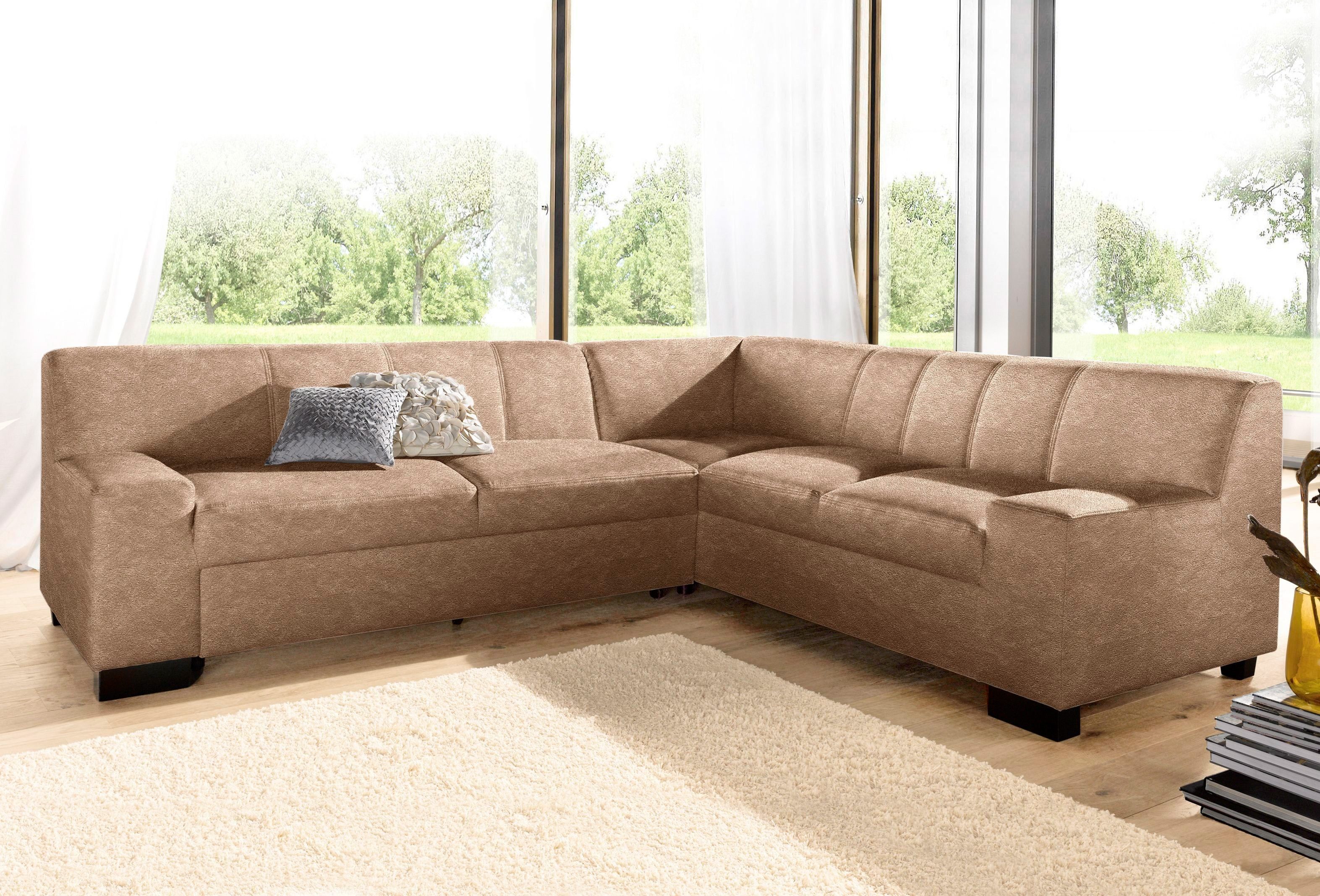 DOMO collection Ecksofa Norma, moderne Armlehnen, zeitlos und elegant, Breite 247cm, L-Form, wahlweise mit Bettfunktion